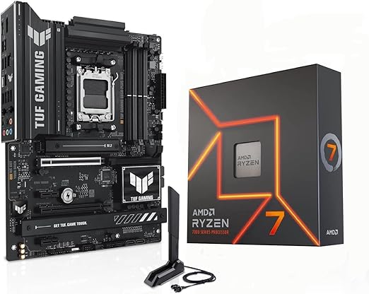 Micro Center AMD Ryzen 7 7700X CPU Processor with ASUS TUF Gaming B850-PLUS WiFi AM5 ATX Motherboard (DDR5, PCIe 5.0, 3X M.2, Wi-Fi 7, USB 20Gbps Type-C)