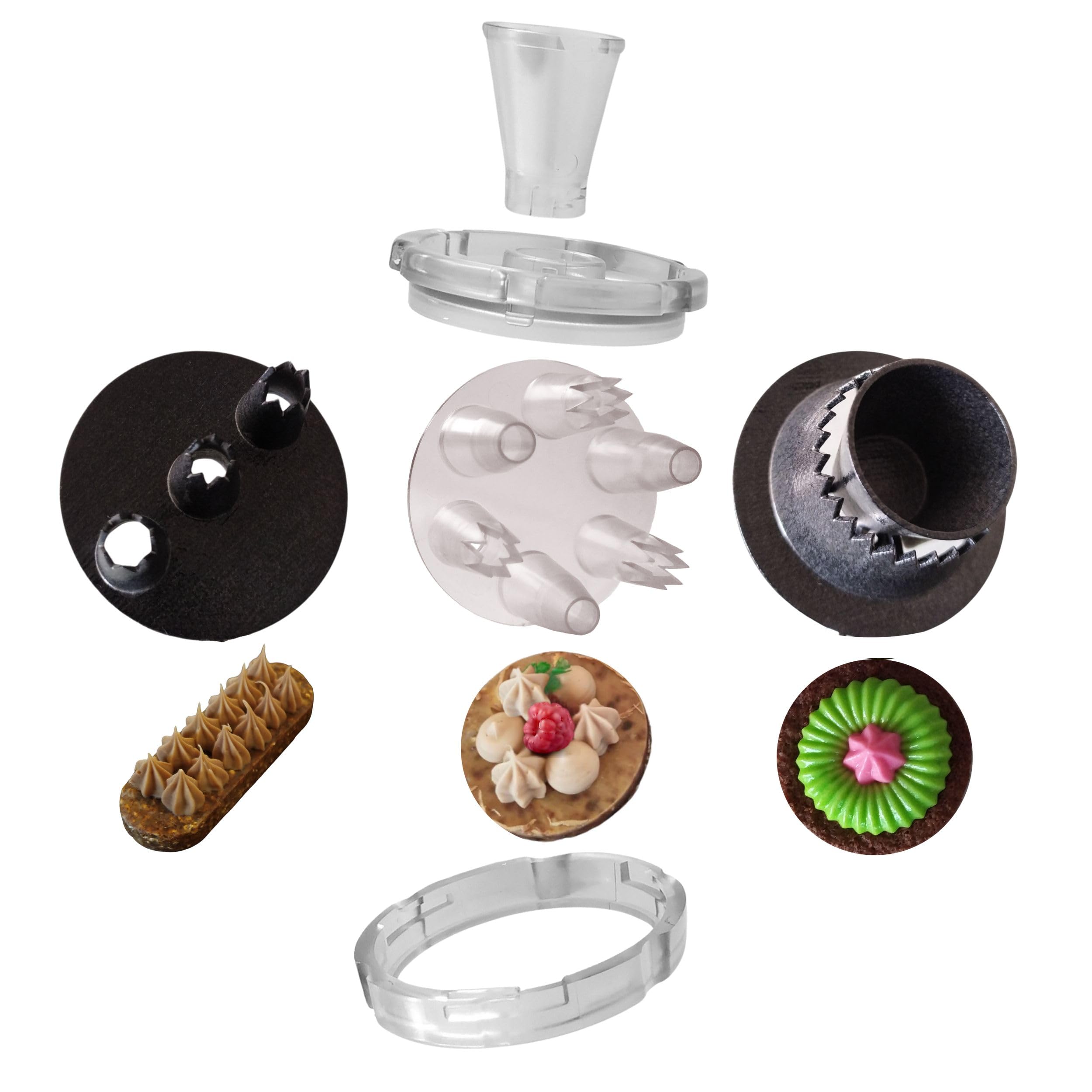 Coffret Multidouille Chefinov - 3 Plateaux P'tit Chef - Douilles pâtisserie unies, cannelées, sultane - Une seule pression le décor est réalisé.
