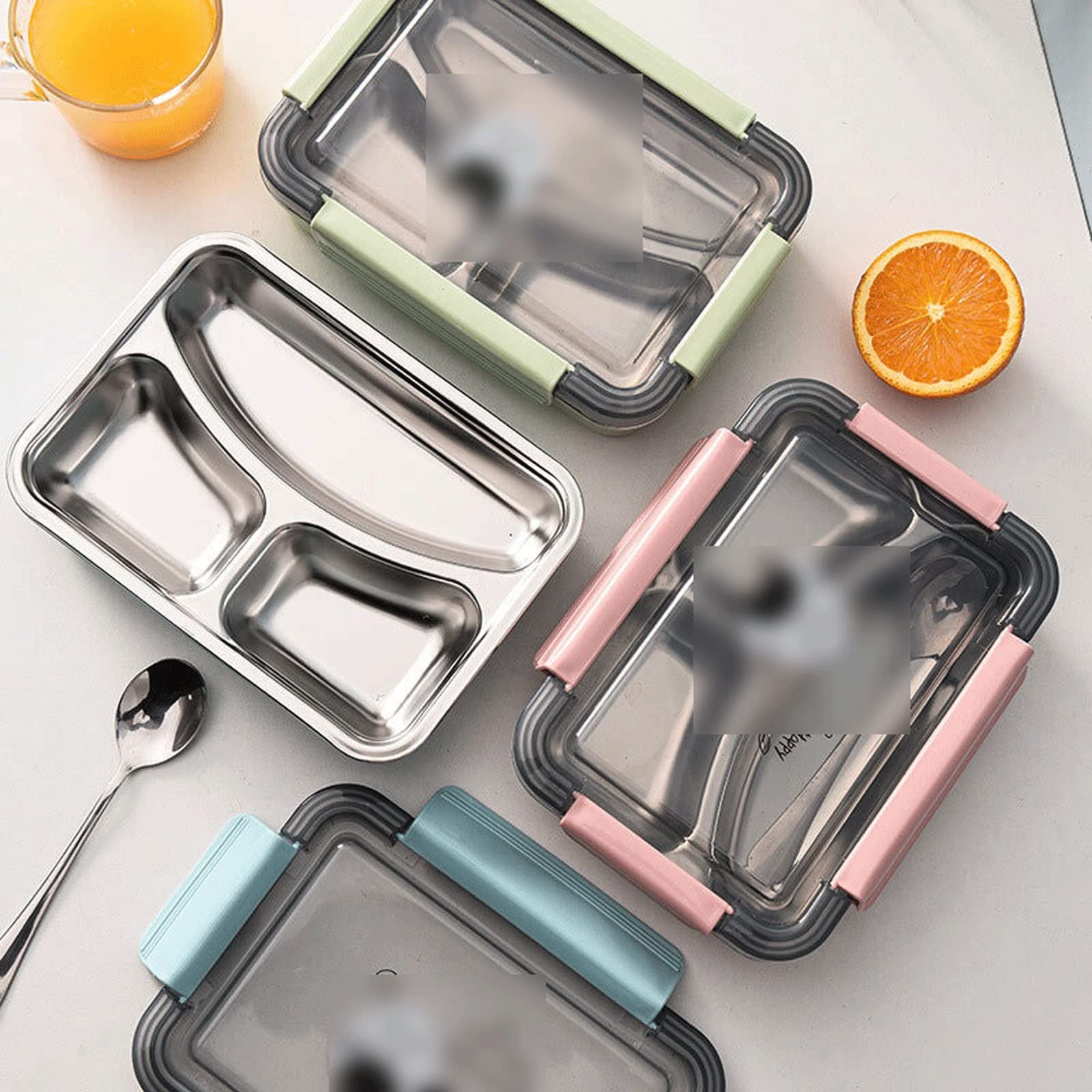 Thermischer Lebensmittelbehälter, Isolierte Lunchtasche aus Edelstahl mit Löffel, auslaufsicheres Geschirr for Lebensmittelbehälter, Küchenzubehör(Pink)