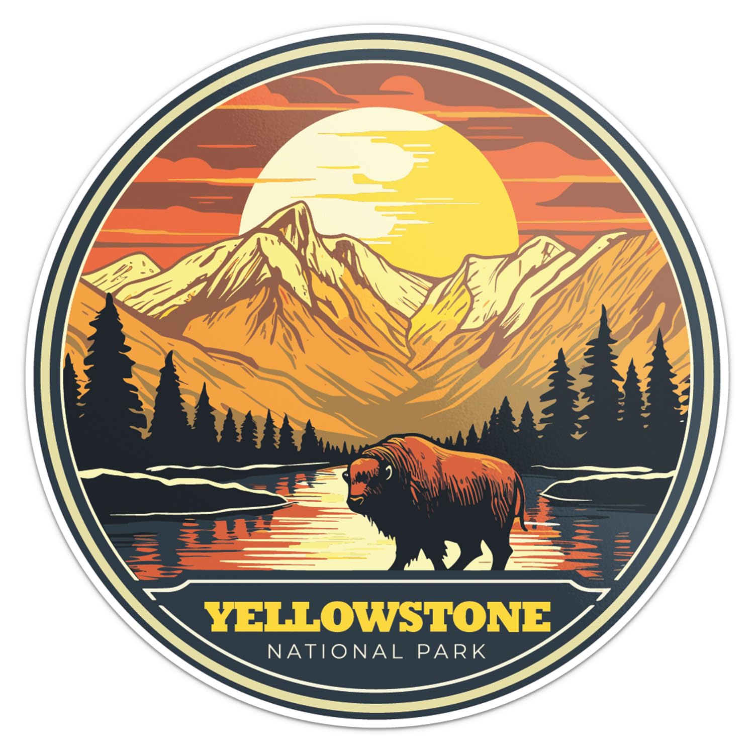 Yellowstone National Park Sticker - Waterproof Outdoor Vinyl Decal, 3 Inch