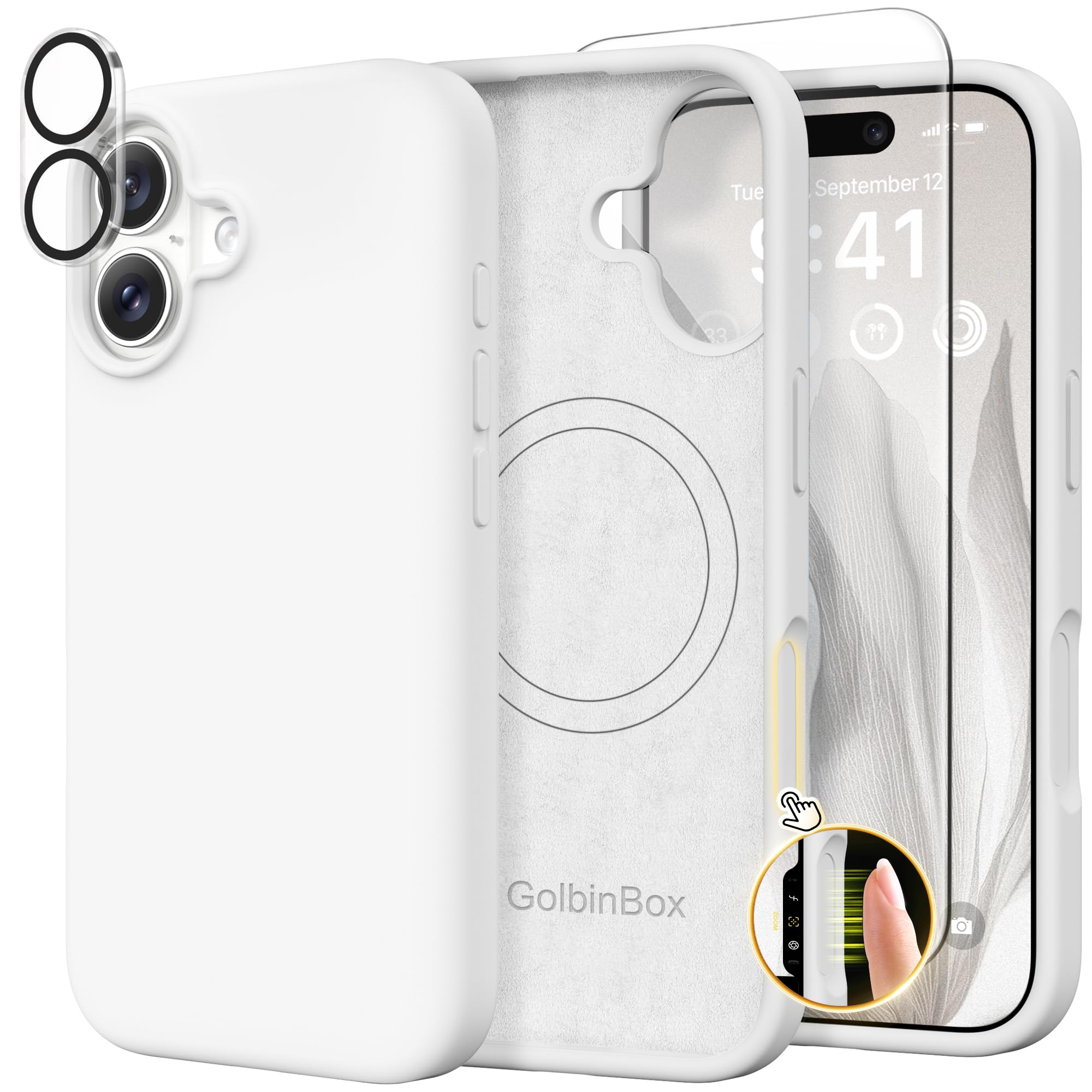 GolbinBox Magnetic for iPhone 17 Case, Silicone Cover, White
