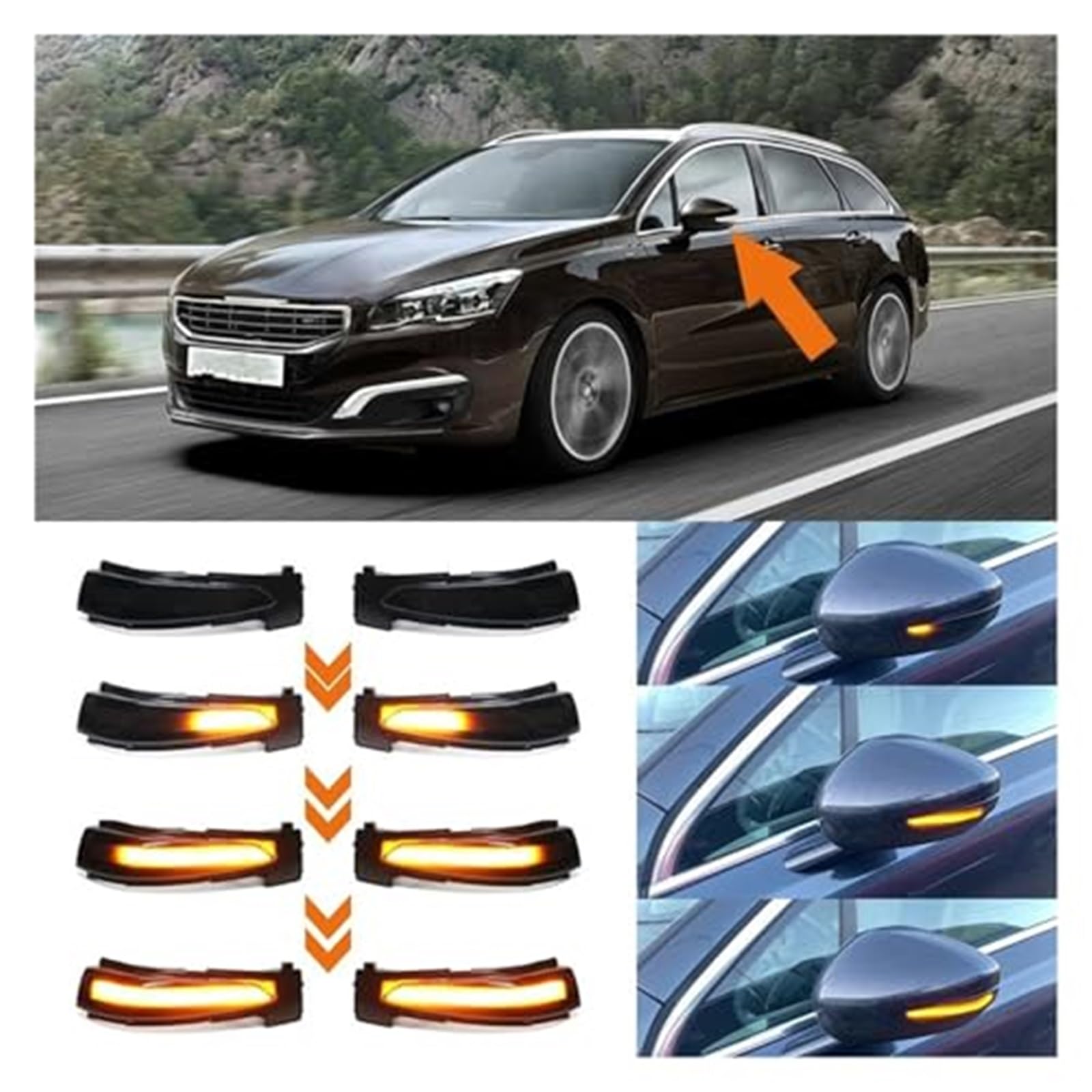 Dla Peugeot, 508 SW 2010-2017, dla Peugeot, 508 2010-2017 LED dynamiczny kierunkowskaz migający wskaźnik sekwencyjny migacz Światło kierunkowskazu samochodowego
