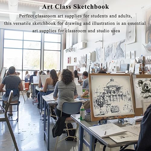 Miniatura 8 de Cuaderno de bocetos de 9 x 12 pulgadas, bloc de bocetos con espiral superior, paquete de 4 blocs de 100 hojas cada uno (68 libras3.53ozm - 100 gm2),