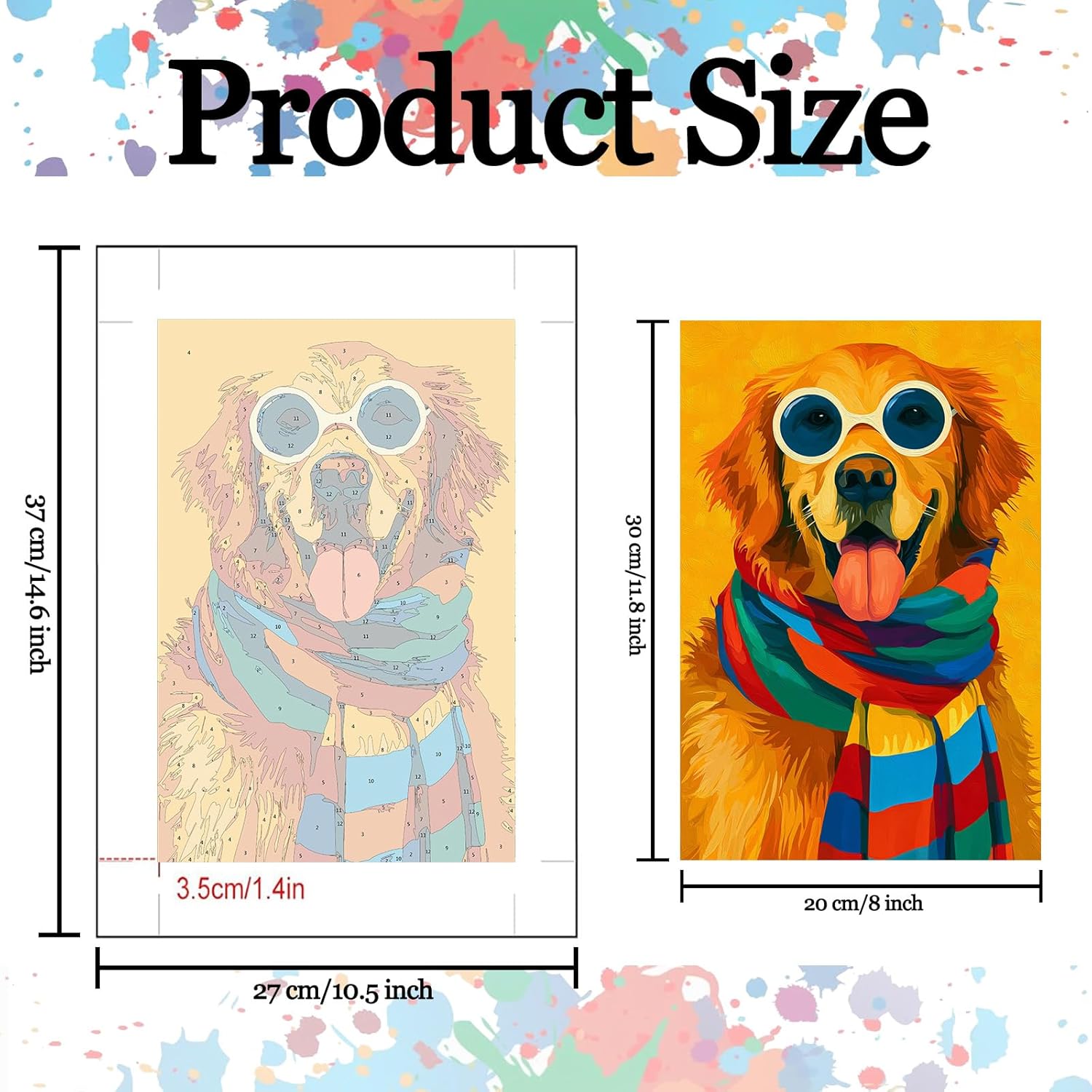 6 Pack Dogs Paint by Numbers Kit for Adults, Animal Adult Paint by Number Kits, Cute Puppy Colorful Paint by Numbers for Adults, Bulldog Acrylic Painting on Canvas for Home Wall Art Decor 8x12 Inch