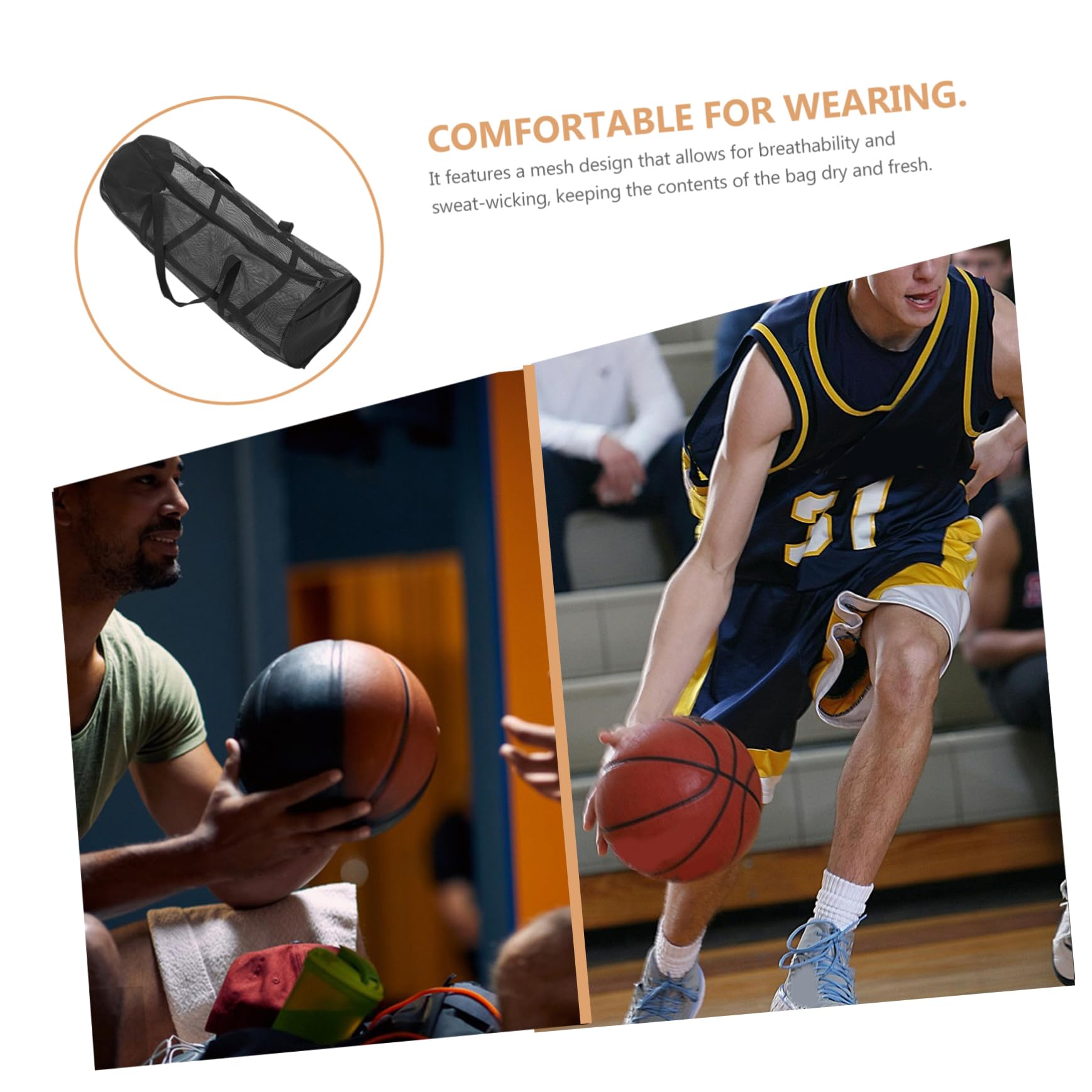 Happyyami Large Mesh Basketball Duffel Bag Sports Bag Gym Duffel for Balls Shoulder Strap Portable Sports Balls Football Volleyball