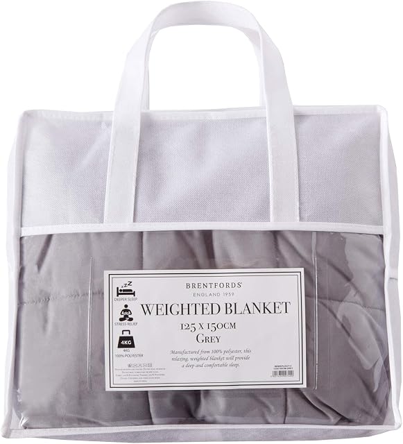 Brentfords Weighted Blanket 4kg for Adults Teenagers Supporting Relaxation - Silver Grey - 125 x 150cm, 4kg (9lb)