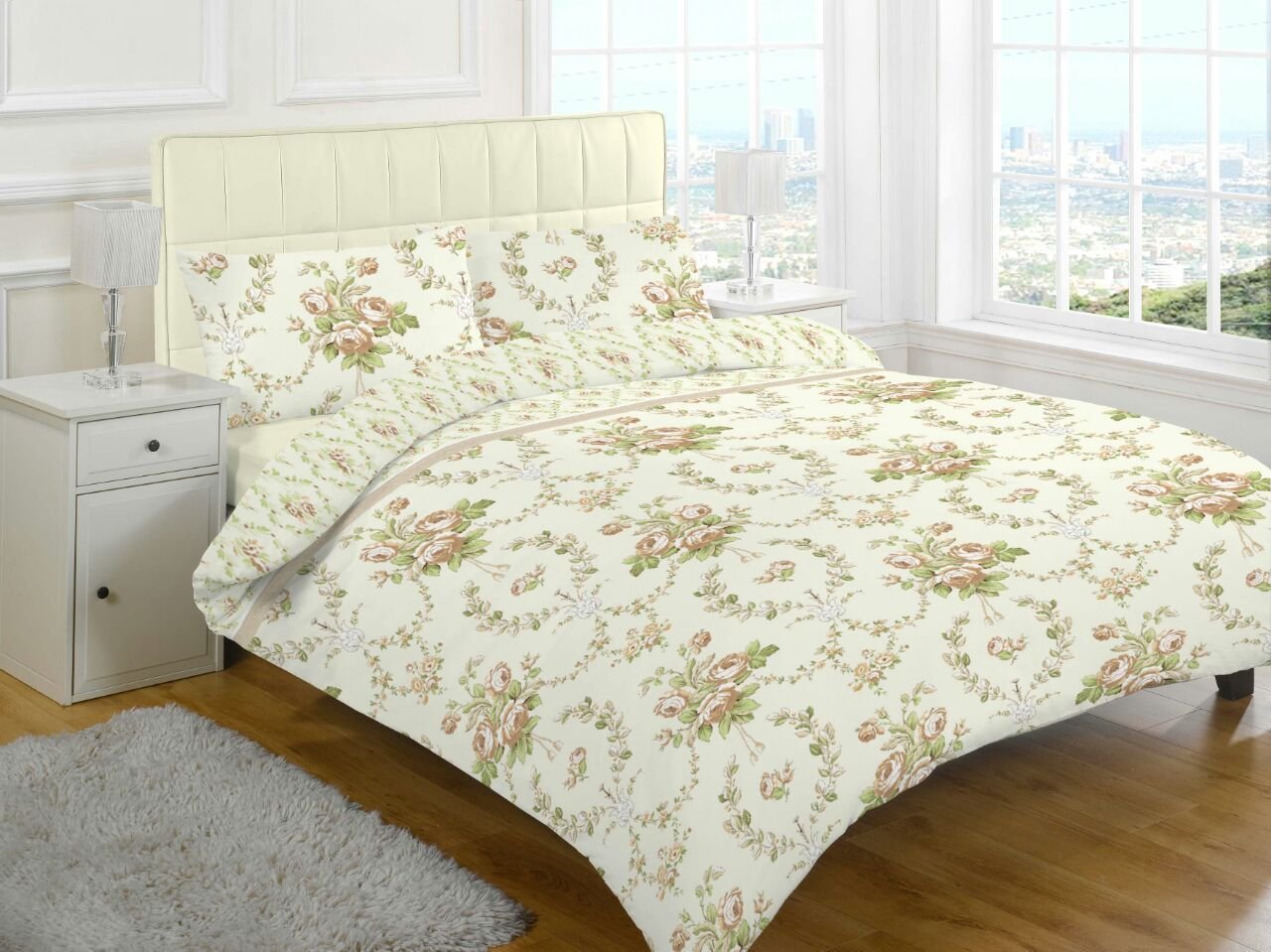 De Lavish Multi Flannelette Sheet Set King Size With Pillowcases Bedding Set 100% Cotton Includes 1 Fitted Sheet + 1 Flat Sheet + 2 Pillowcase, Olivia Natural