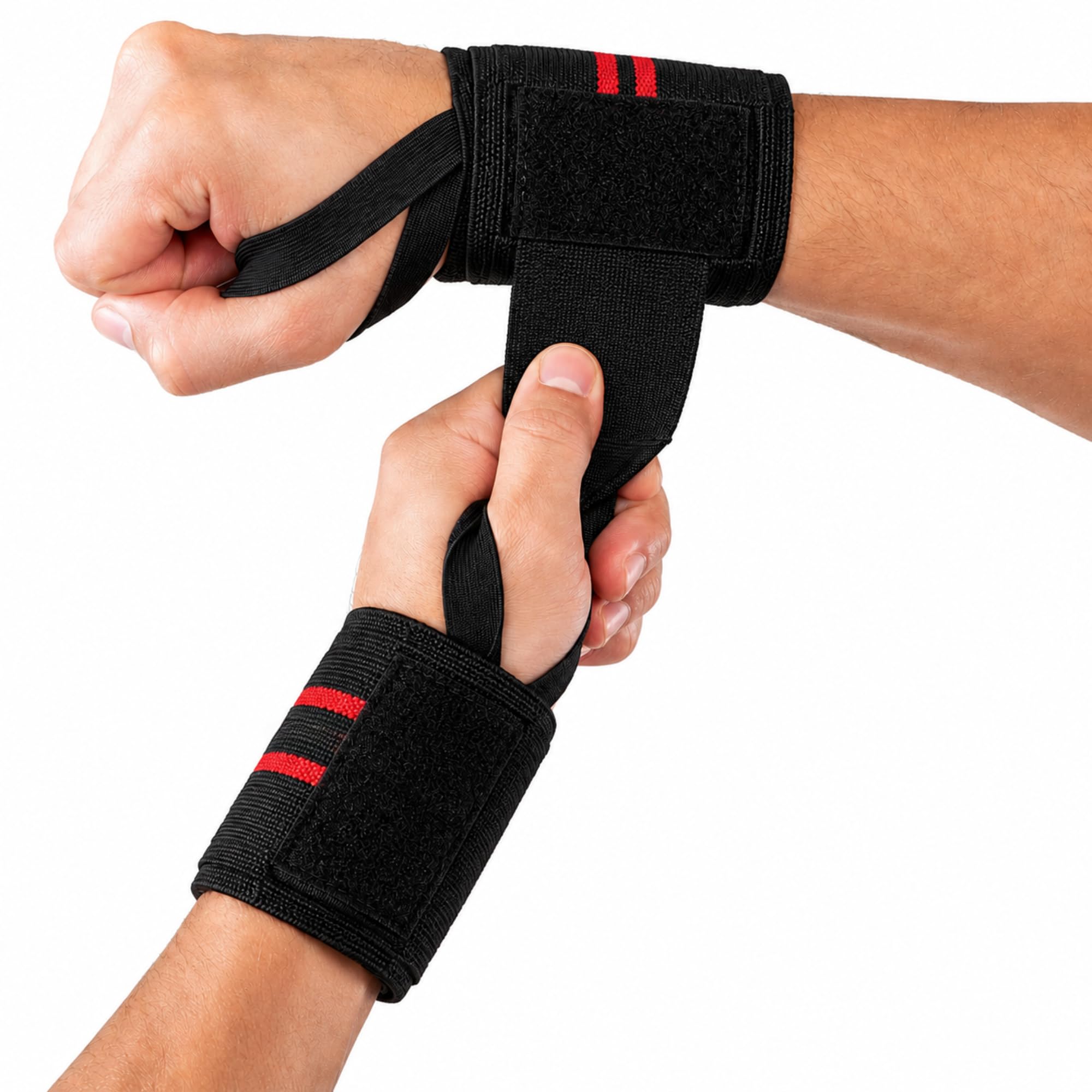 Wrist Wraps for Gym Workout, Weight Lifting, Powerlifting, Cross Training & Bodybuilding | Adjustable Wrist Support Straps for Men & Women | Heavy Duty Fitness Gym Accessories (Black & Red, Pair)-image-22