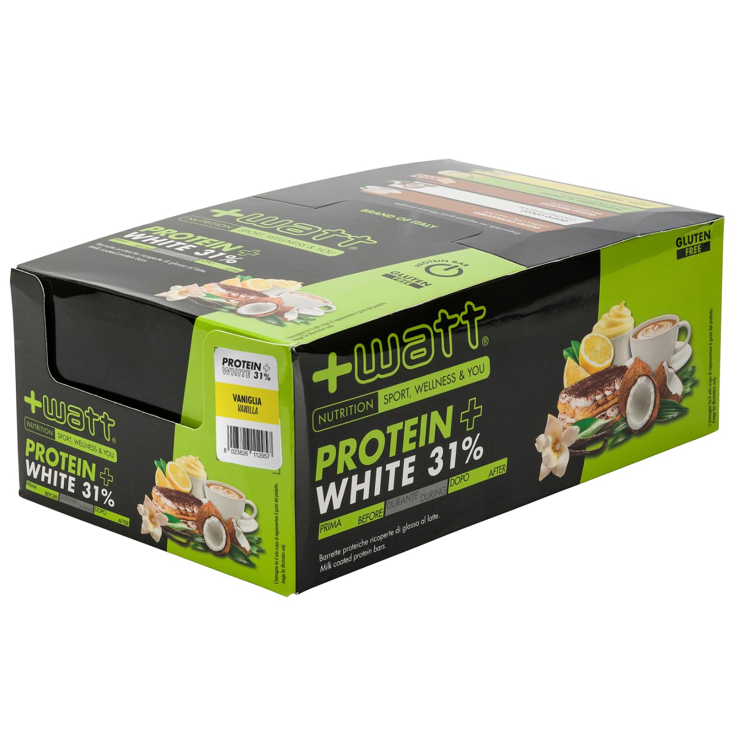 Protein+ white - Barretta Proteica al 31% Ricoperta di Glassa al Latte (Box 24 barrette, Crema limone)