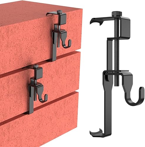 GEZIDEA Brick Hanger,Brick Hooks,Brick Clips for Hanging Outdoor Pictures,No Drill,Holes,Nails or Screws,Stainless Steel,Black,6 Pack Hooks-BK-01