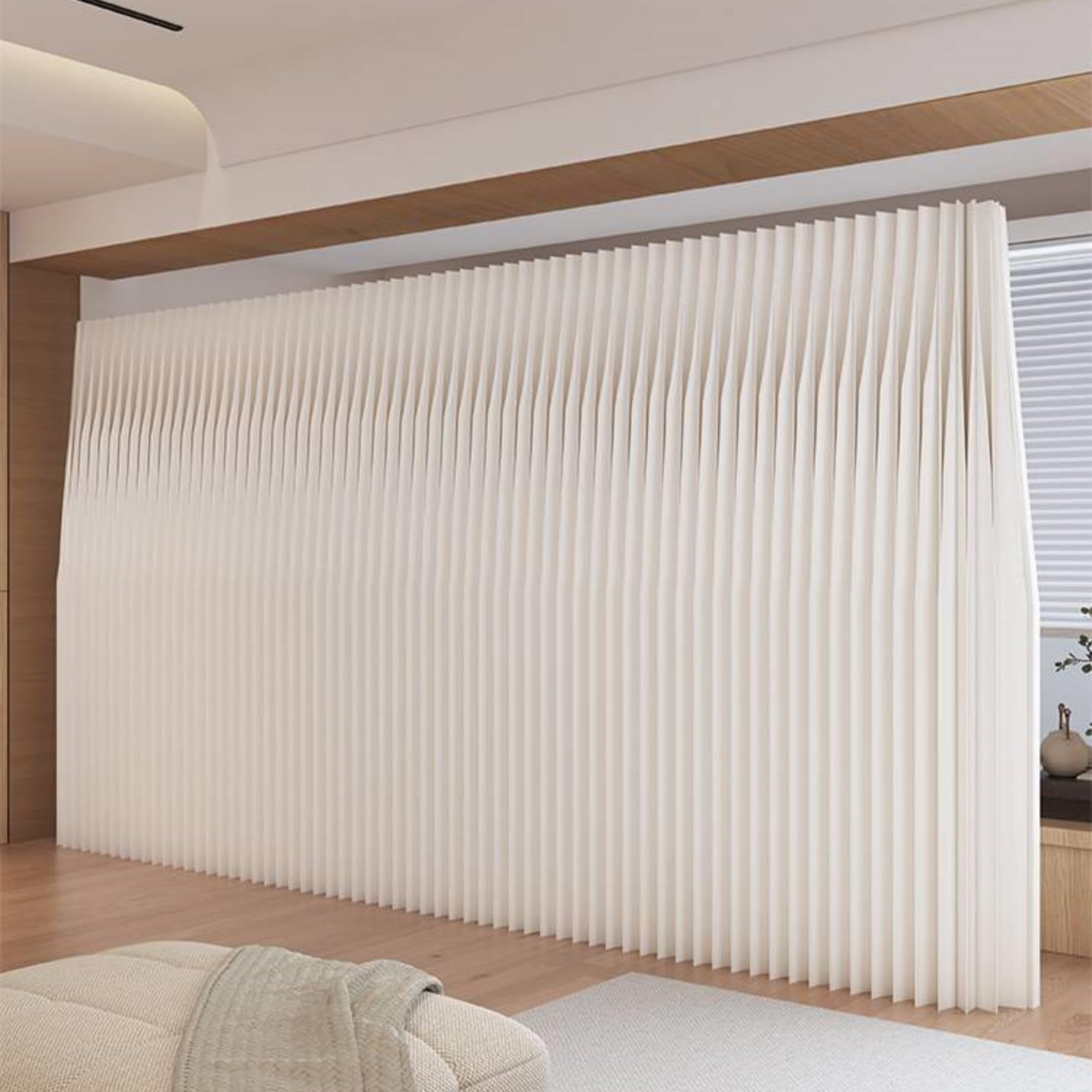 SAeWare Biombo plegable para ambientes, separador portátil de privacidad para el hogar, oficinas, tiendas, restaurantes, uso comercial, blanco, 180 x 43 x 400 cm