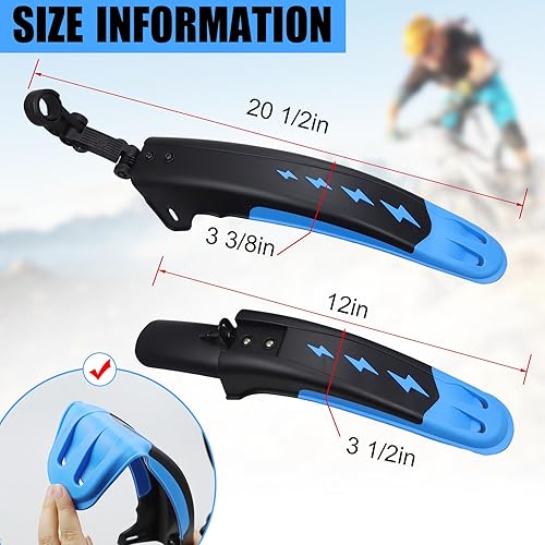 Miniatura 2 de MAKELEN Bike Fender Set Mudguard Set Front and Rear 2 Parts-Universal Full Cover Thicken Widen Bicycle Adjustable Bike Fender Mud Guard Mudflap for