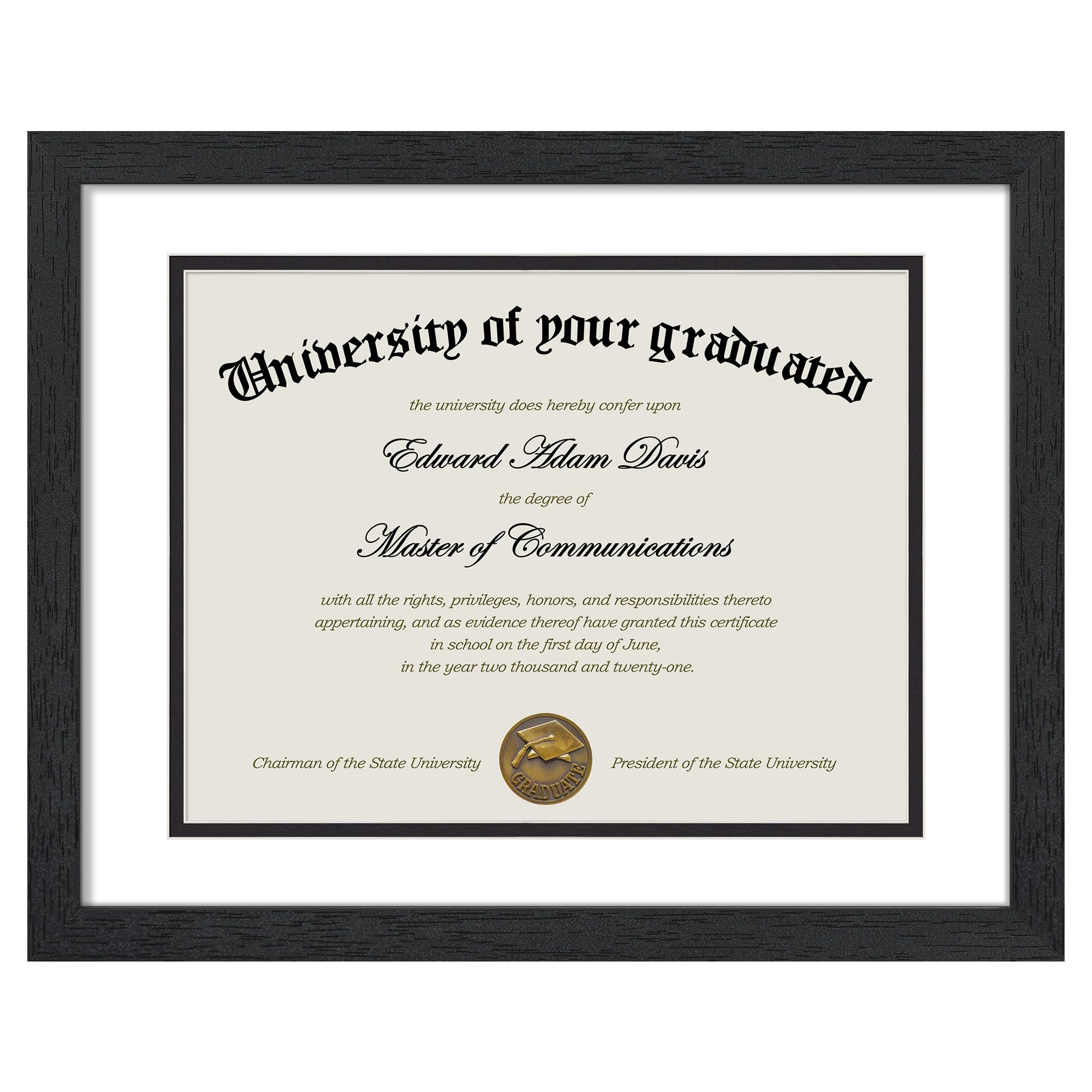 upsimples Diploma Frame with HD Glass, 11x14 Black, 1 Pack