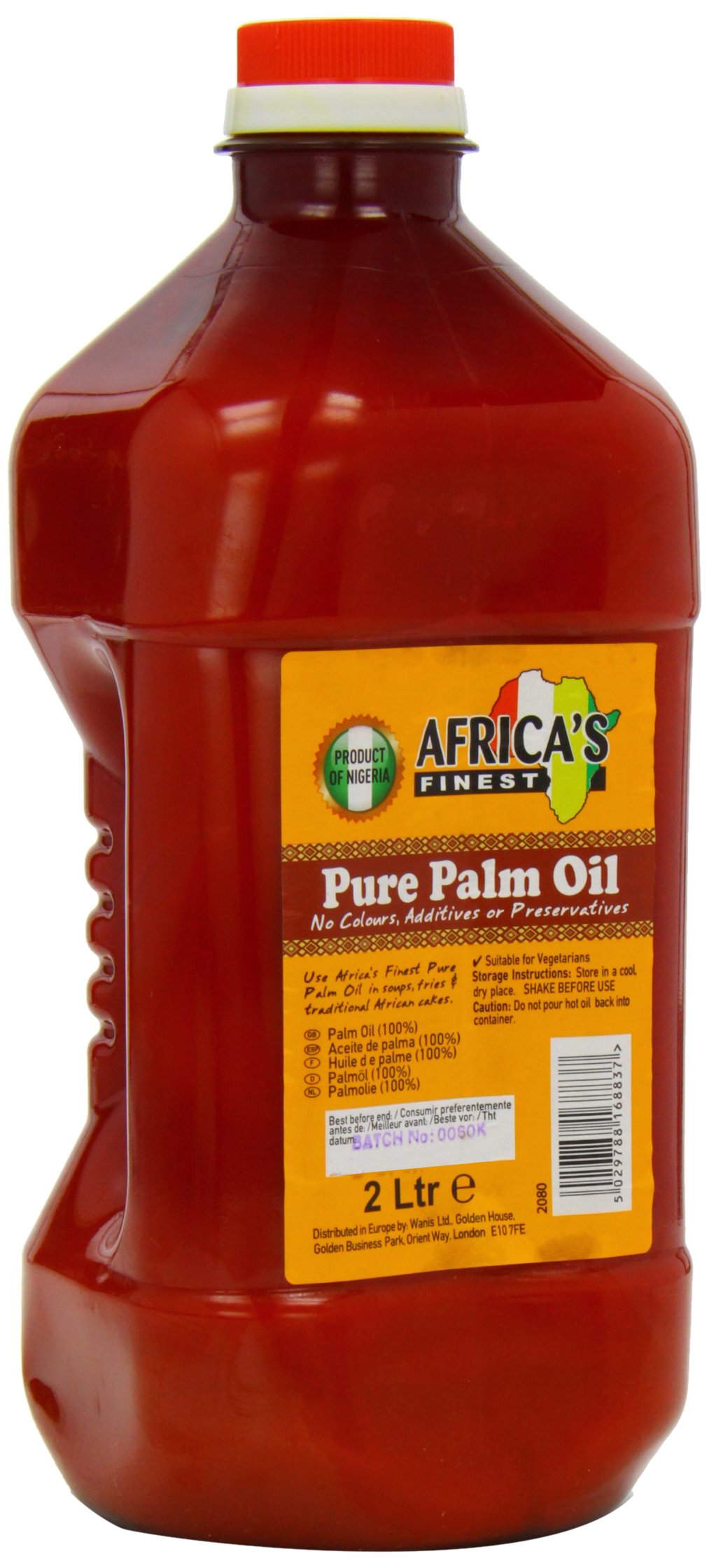 Africa's Finest Palm Oil 2 Litre (Pack of 6) - 100% Pure Palm Oil, No Additives or Preservatives, Ideal for Cooking, Frying & Traditional African Dishes