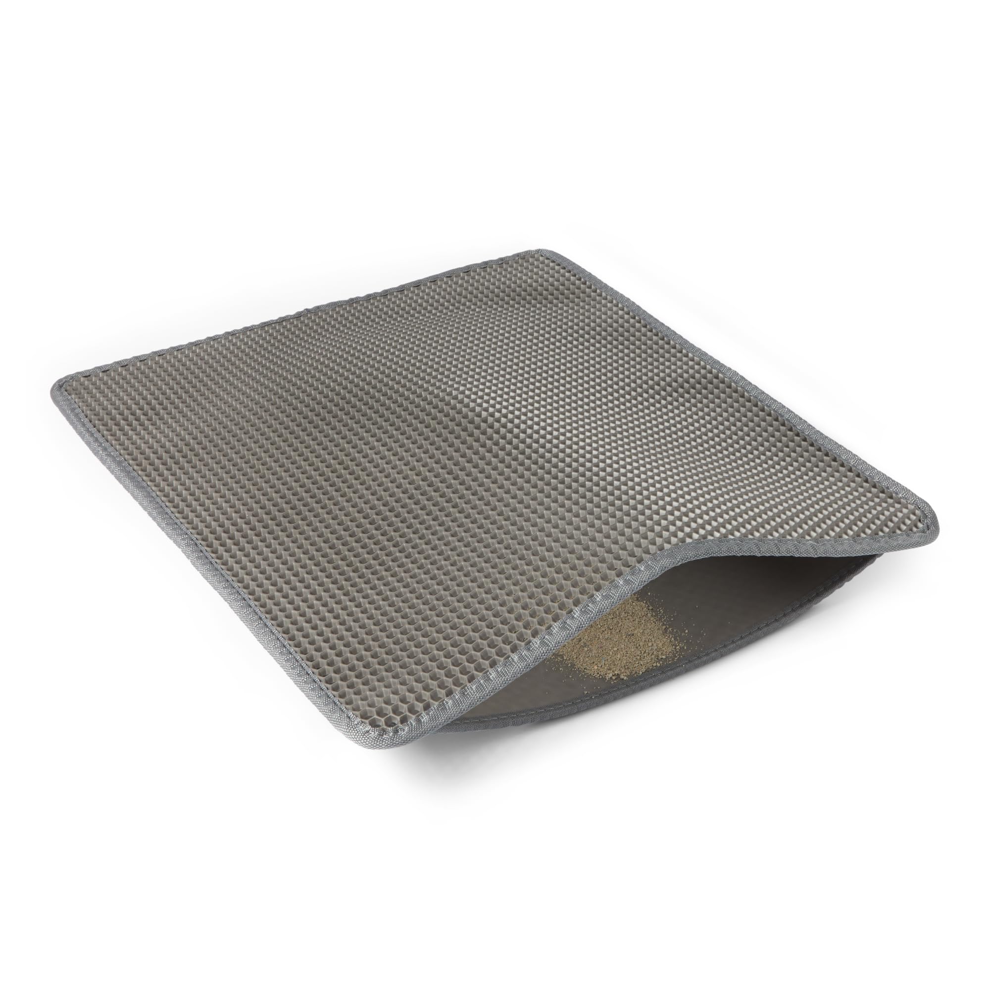 Amazon Basics Double-Layer Cat Litter Mat, Honeycomb Design with Scatter Control, Waterproof & Urine-Proof, Non-Slip Trapper Mat, Soft on Paws, Grey, 30" x 24"