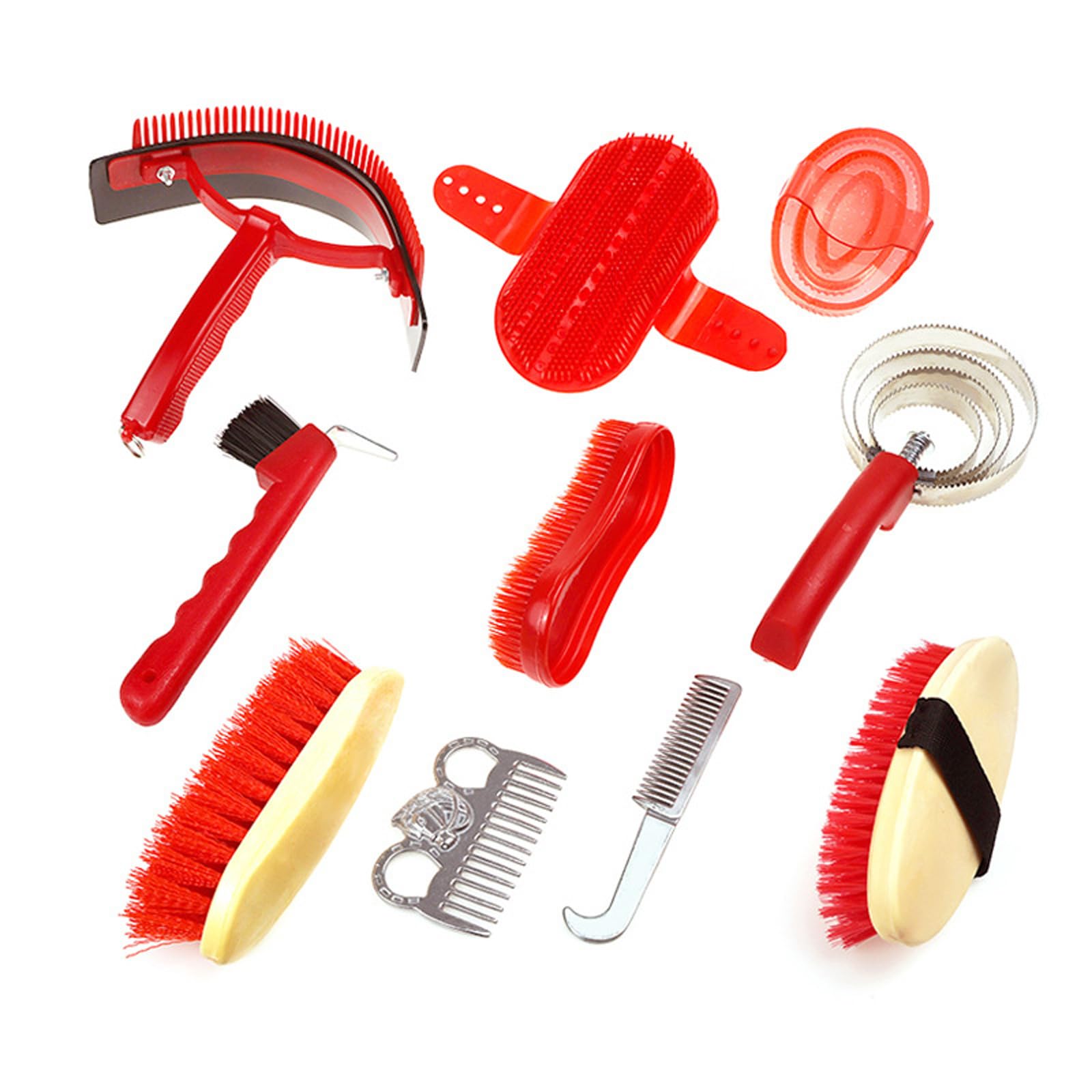Juego de herramientas de limpieza de caballos con mango ergonómico, cepillos de durabilidad, peines para mantenimiento diario, cepillo resistente