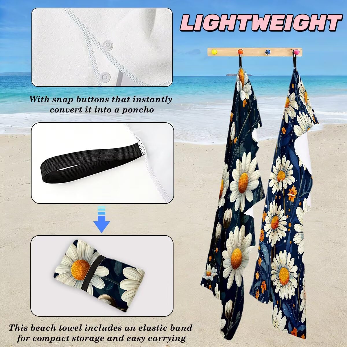 Serviette de Plage Microfibre, Lot de 2 Serviette de Bain Grande Taille 90x180 cm, Séchage Rapide Drap de Bain Fleur, Anti Sable Serviettes de Plage, Serviettes Microfibre Sport pour Travel -4030