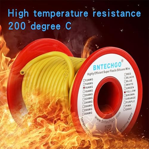 Vista 202 de Bntechgo 18 alambres de silicona suave y flexible, silicona resistente a altas temperaturas, altamente eficiente 18 AWG calibre, 150 hilos