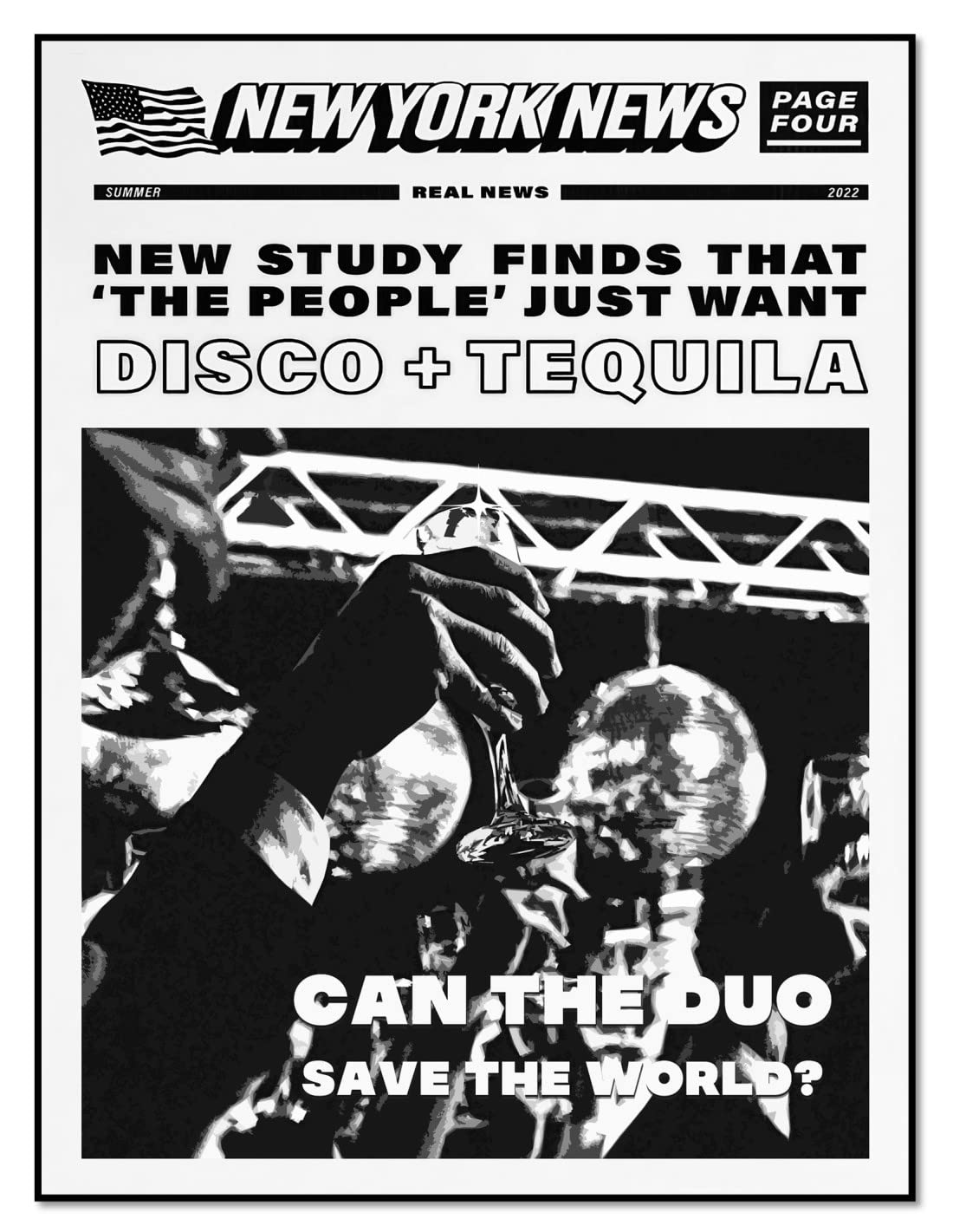 MINI ZOZIBlack And White Wall Art 12X16 Vintage Retro Wall Decor Aesthetic Funky Trendy Room Decor Canvas Prints Posters Disco Ball Cocktail Bar Music New York NYC Funny Quotes Large Poster Duo