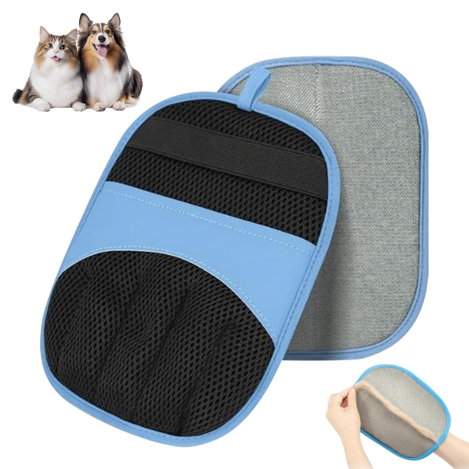 CREVICE Double-Sided Pet Hair Removal Gloves - 1-Pack Electrostatic Magic Brush for Quick Fur Removal from Dogs Cats, Reusable Upgraded Five-Finger Lint Roller for Furniture, Clothing, Beds, Sofas