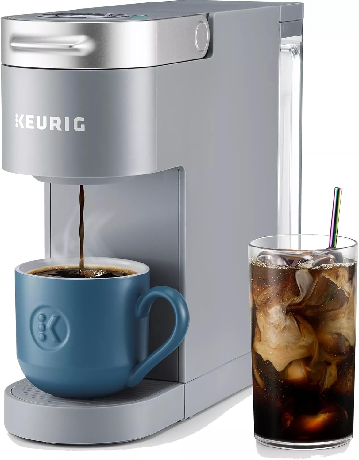 Keurig K-Iced Plus Single-Serve Coffee Maker, Brews Iced Coffee, Fits Travel Mug, Removable Water Reservoir, Artic Gray (Renewed)