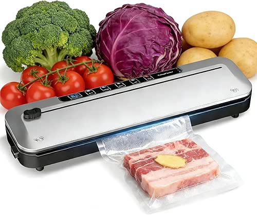 75KPa Vacuum Sealer +10 Bags, Cutter, 6-in-1 Modes & Timer
