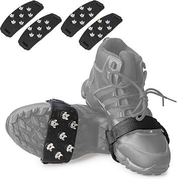 FANBX F Crampon Traction Cleats Anti-Skid Traction Grips Crampons Spikes 7 Point Cleats for Footwear for Walking, Jogging, Hiking, Mountaineering Ice Snow Grips