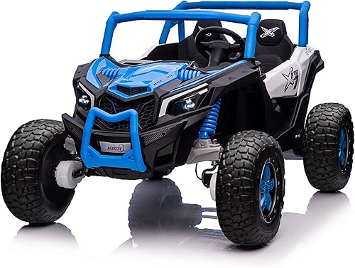 AOKOY UTV de paseo de 24 V y 4 ruedas, vehículo de 2 plazas para niños con control remoto, camión de paseo 4x4 XXXL, juguetes de paseo de 3 a 12