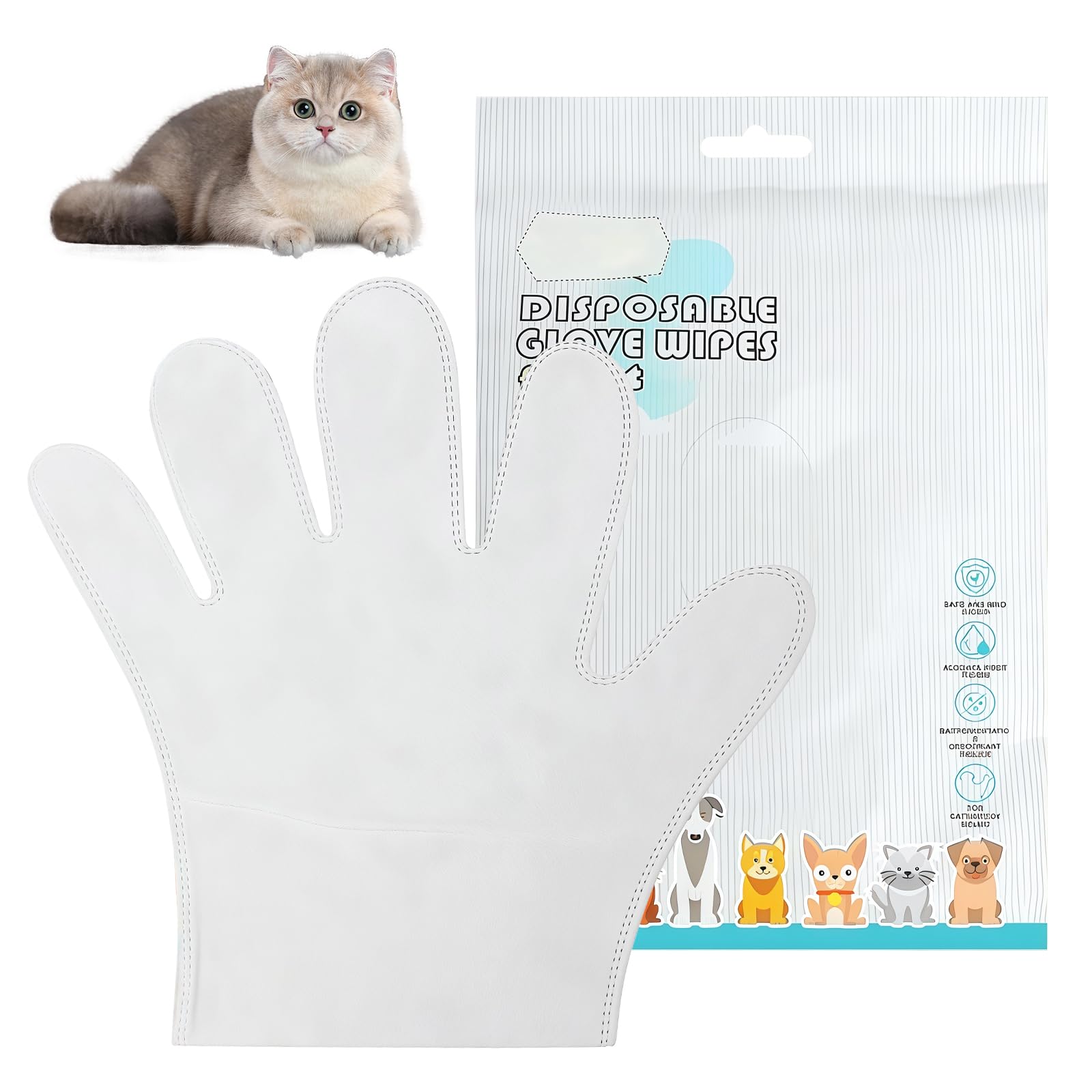 30 salviettine per animali domestici per toelettatura usa e getta per il bagno e la cura per zampe, pelliccia, viso, orecchie, glutei e corpo