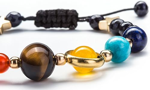 Miniatura 4 de Fesciory - Pulsera para mujer con sistema solar diseño de galaxia universo con los ocho planetas estrella de la guarda cuentas de piedra natural