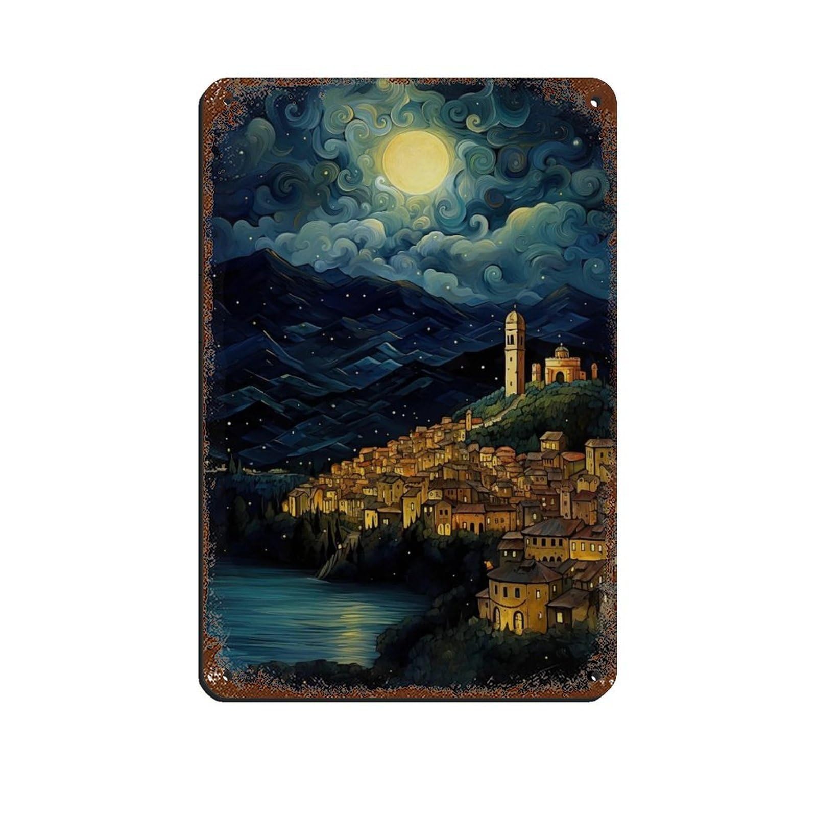 Poster en métal vintage de la côte amalfitaine italienne aux finitions murales premium