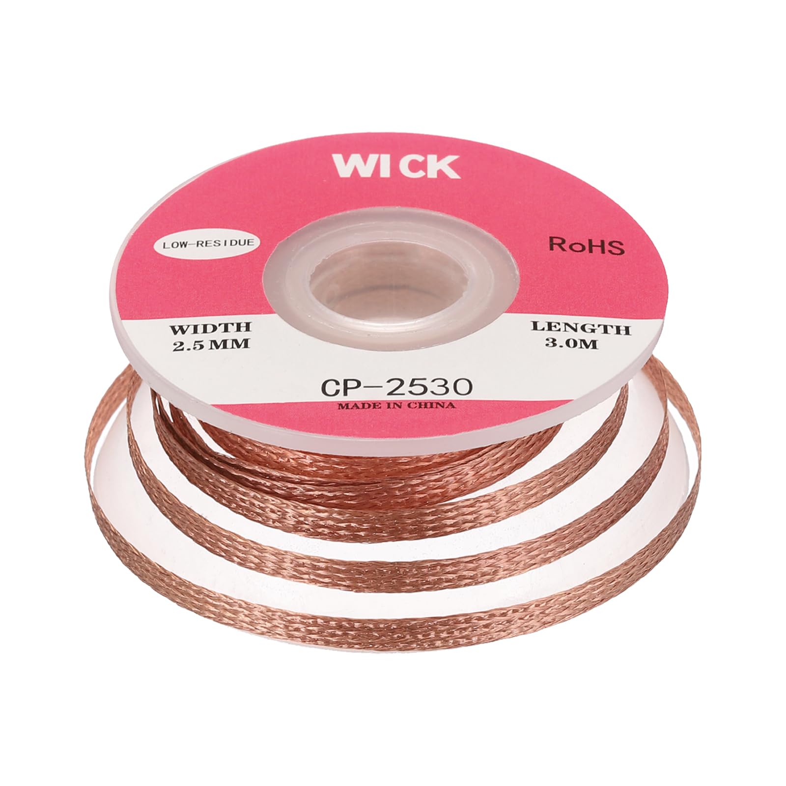 sourcing map Solder Wick Braid No-Clean Desoldering Wick Braid 0.1 Inch Width 10 Feet Length for Remove the Solder Electrical Components 1 Pack