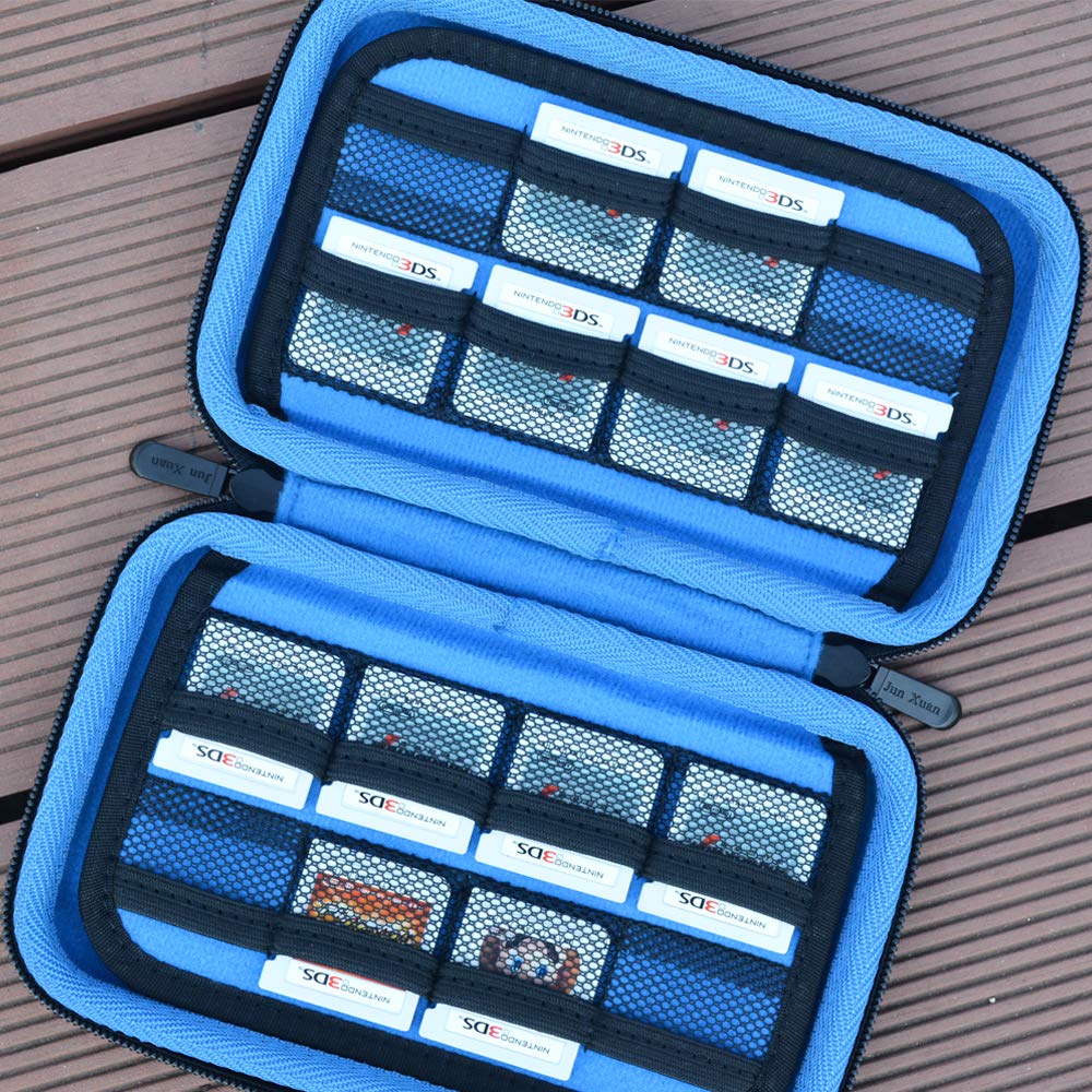 Game Card Storage Holder Hard Case for New Nintendo 3DS, 2DS XL, DS and Nintendo Switch or PS Vita - Black/Blue