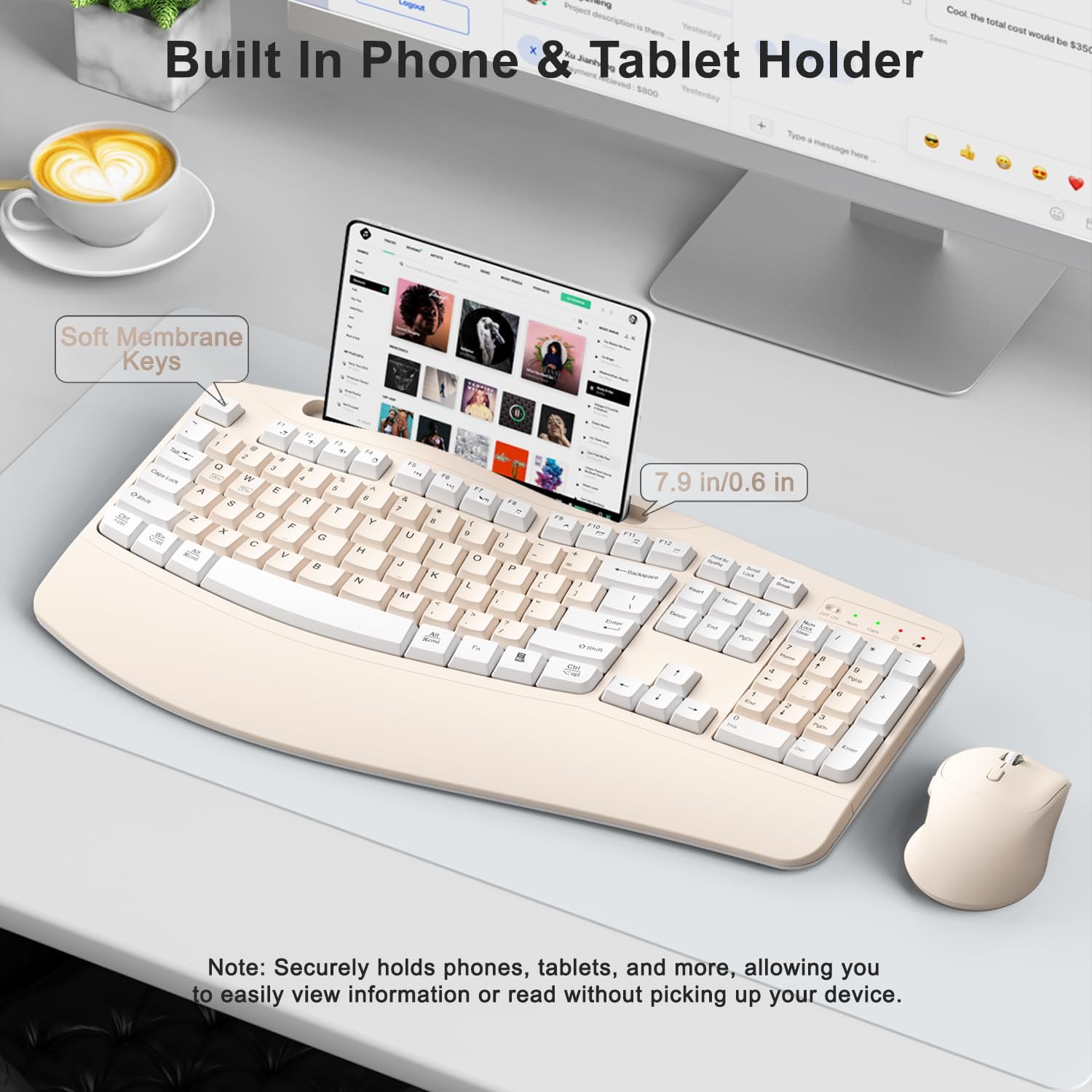 Wireless Keyboard and Mouse Combo, 2.4G Ergonomic Wave Keys(Milk Tea-A) 4 71VzGWTw6KL. AC SL1500