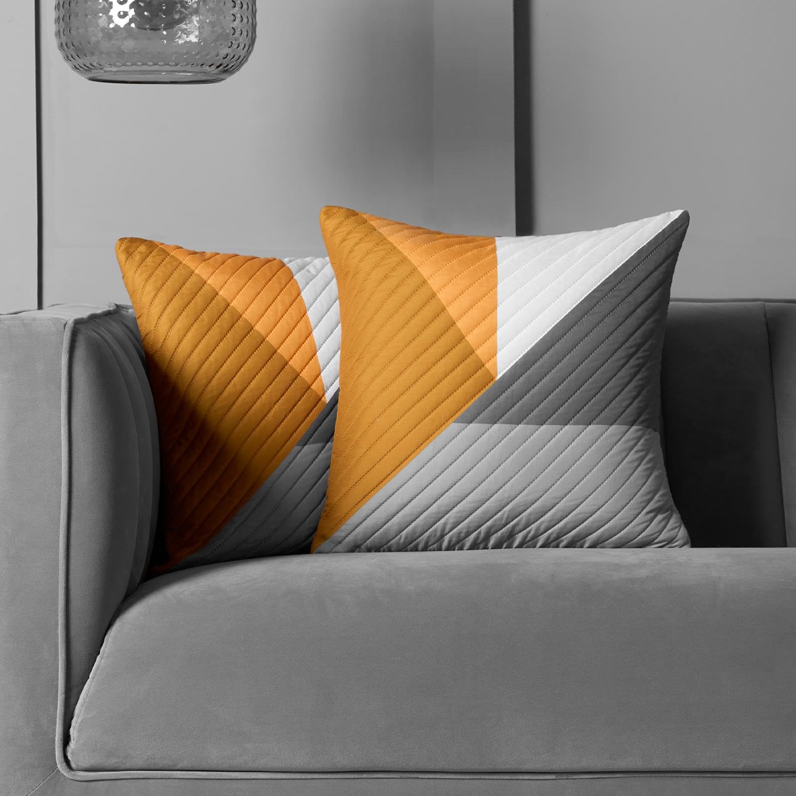 OHS 2 Pack Geometric Pinsonic Filled Cushion CoversOchre45 X 45Cm from B&Q