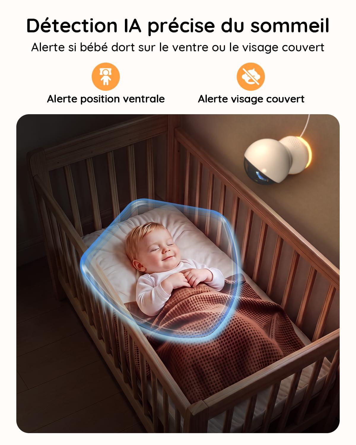 2026 Boifun Babyphone Caméra WiFi 4MP 5,5”, Contrôle APP & Écran, Détection Visage Couvert & Sommeil sur le Ventre, Mouvement, Pleurs, Temp/Humidité, Veilleuse, Vision Nocturne, Autonomie jusqu’à 23 h