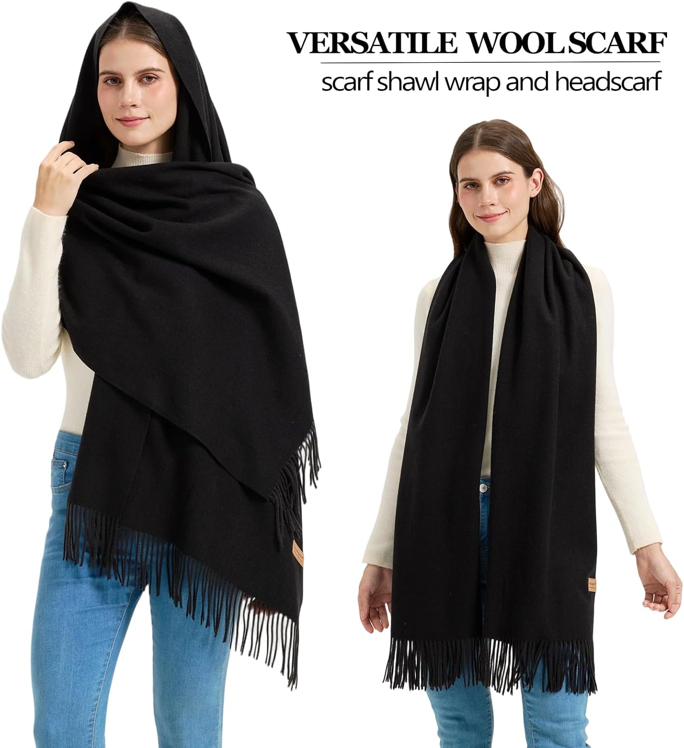 Winter Thick Wool Pashmina Scarf Shawl-Women's Soft Warm Pashmina Wraps for Evening Dresses Wedding Travel Shawl - Image 4