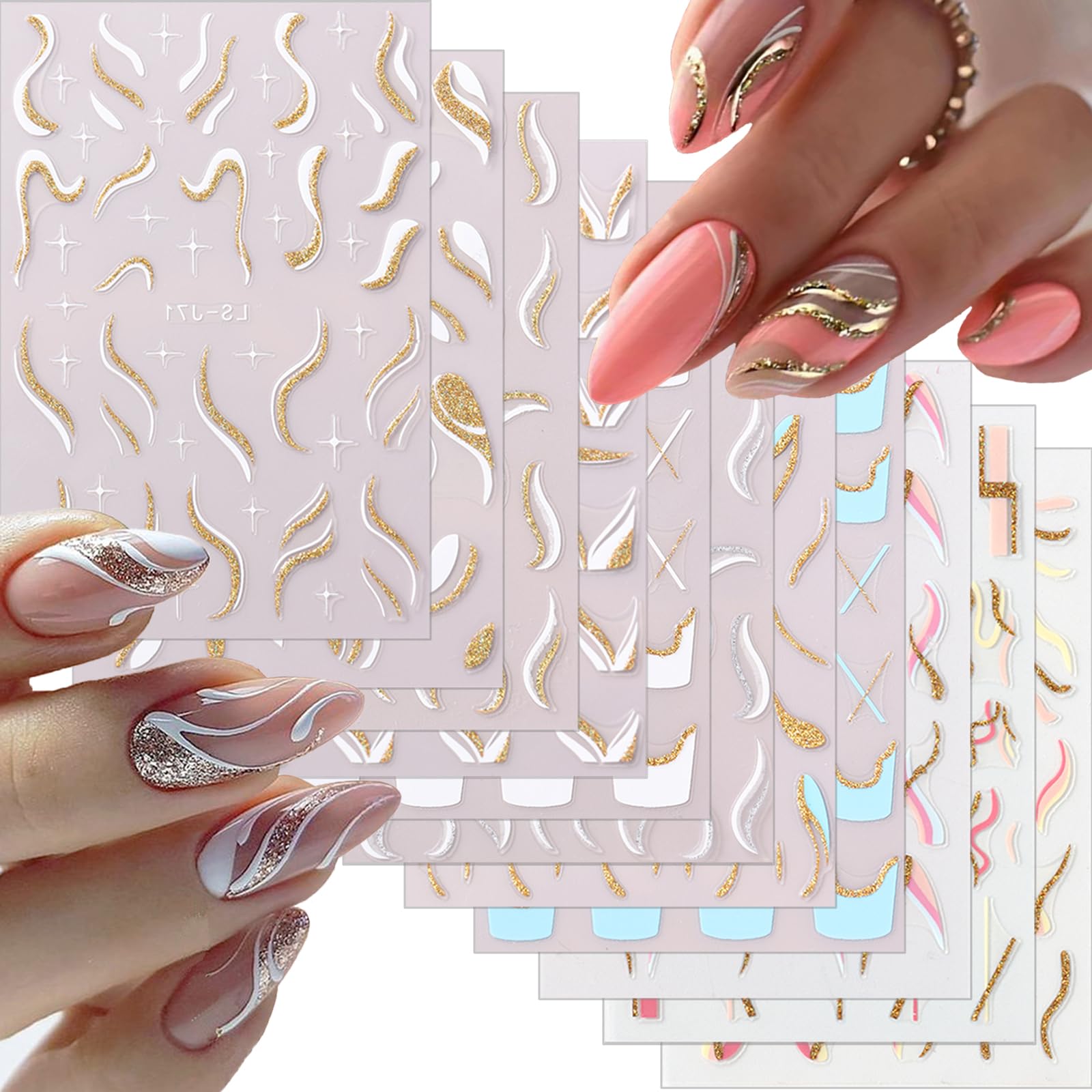 Amazon.com: French Shining Line Nail Art Stickers - Gold Metal