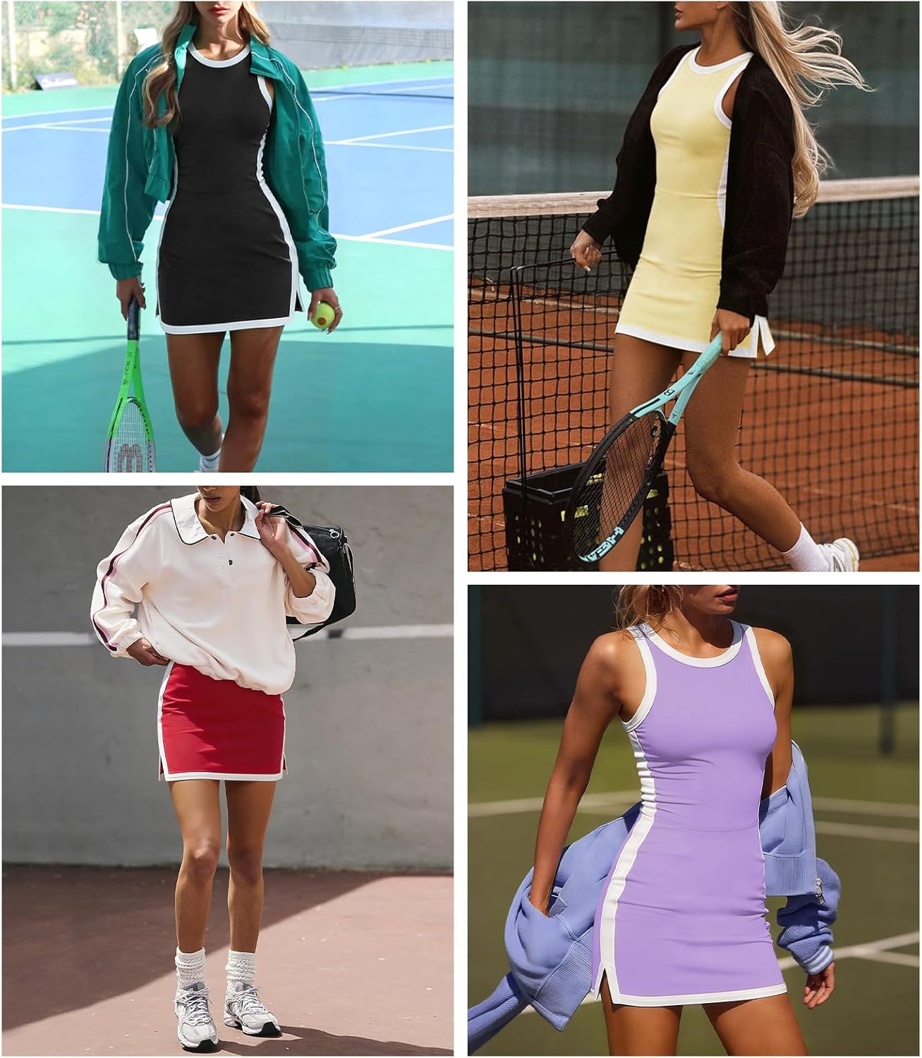 Womens Open Back Tennis Dress with Built in Shorts Pocket Workout Sleeveless Golf Romper Skort Sport Mini Tank Dresses - Image 6