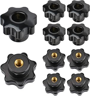 MOROBOR M6 Star Head Through Hole Knob, 10PCS Black Plastic Through Hole Set Brass Female Threaded Nut, Screw-On Handle Clamping Knob for Mechanical Equipment