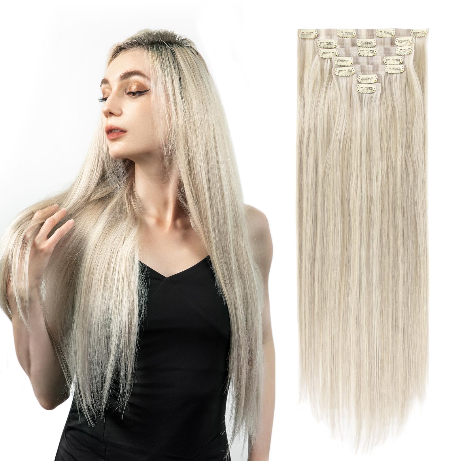 SOBEAUTY Clip in Hair Extensions, 100% Real Human Hair Remy Natural Volume Hair Extensions