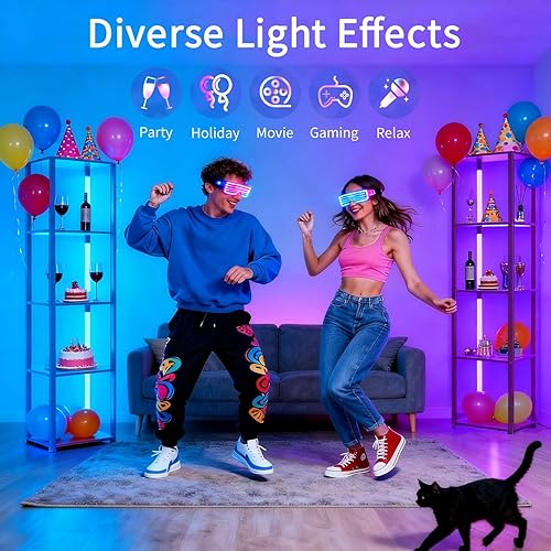 Miniatura 8 de Lámpara de pie LED con estantes, lámpara de estante con control remoto para dormitorio y sala de estar, lámparas de pie de exhibición de esquina con