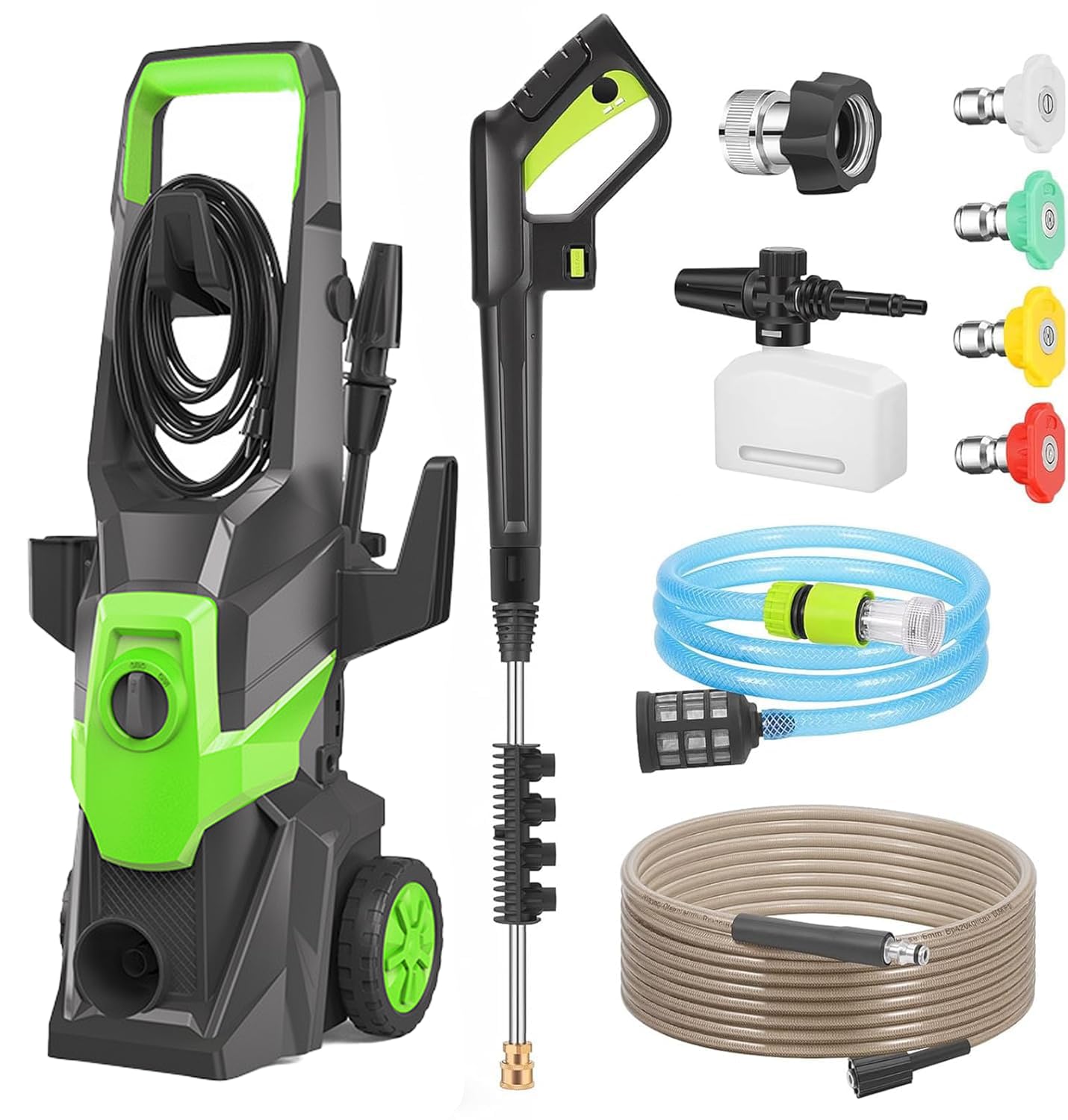 Amazon | AUAU 高圧洗浄機 1800W 17MPa 水道直結 4つのノズル 自吸両用