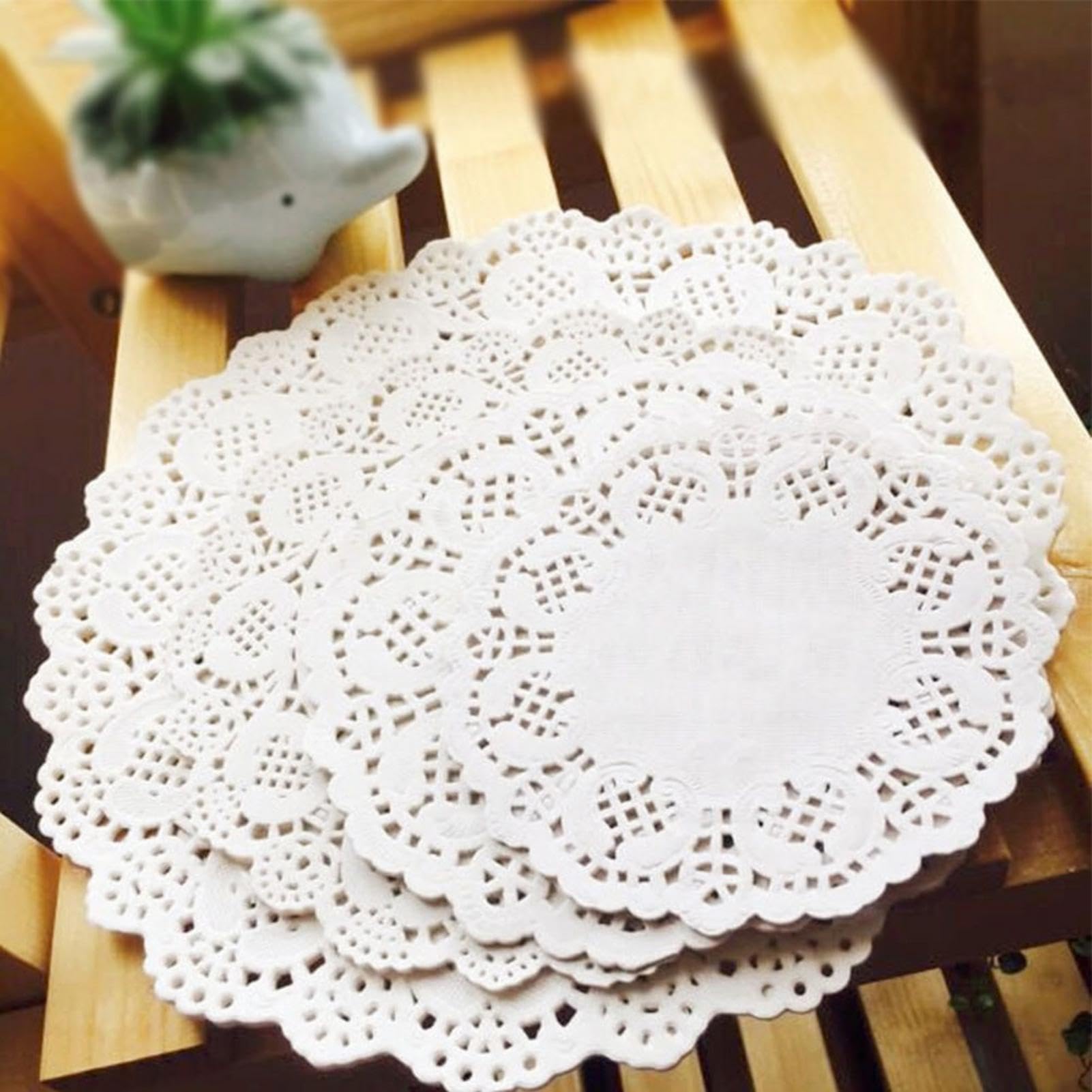 4.5" 5.5" 6.5" 9.5" 10.5" Blondas De Papel De Encaje De GANCHILLO BLANCO Blonda De Papel Con Flores Blancas, 4" , 6" , 10" - México