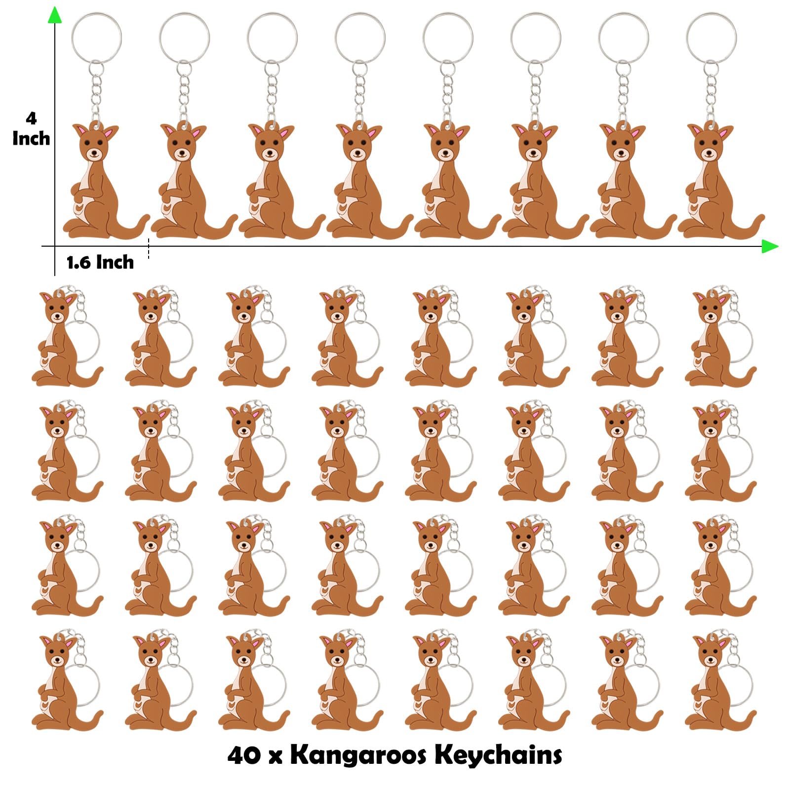 CiciBear 40 Stück Schlüsselanhänger Partygeschenke für Känguru-Geburtstag, Babyparty, Waldtiere, Party, Goodie Bag Stuffer, Kindergeburtstag, Karnevalsbelohnungen