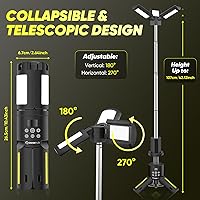 Vista 4 de Portable Camping Lights with Stand, 5000LM Rechargeable LED Flashlight, 9 Color Modes, Collapsible Camping Lantern Tent Light with Magnetic Base for