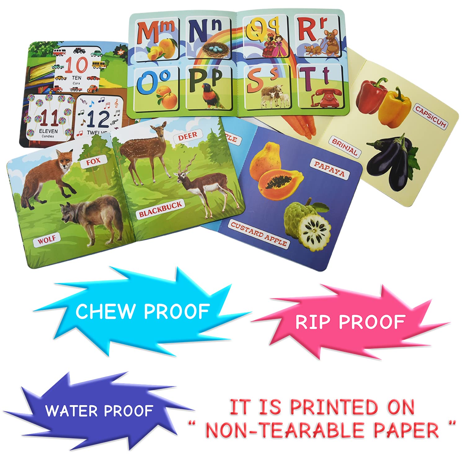 TRIACE Non Tearable Baby Books Set of 5. ABC, Numbers, Animals and more. 1