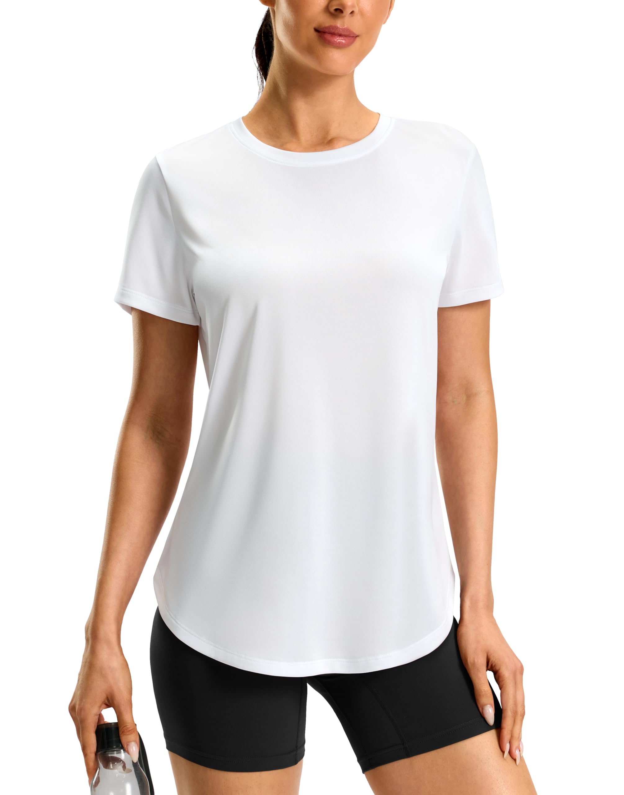 Women's Workout Shirts Bum-Covering Length Lightweight Short Sleeve Dry Fit Athletic Hiking Running Summer Tops for Women — view 12