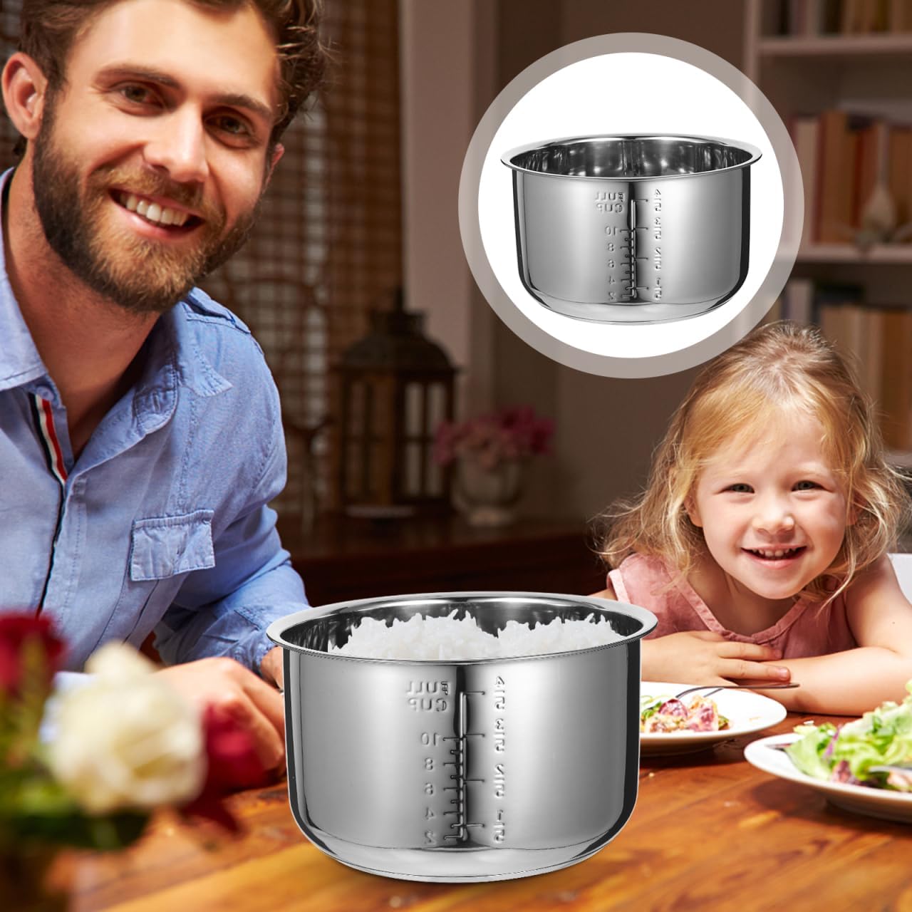 Operitacx 10 Cup/1.8L Uncooked Stainless Steel Rice Cooker Inner Pot, Non-stick Rice Cooker Pot Replacement Compatible with Multi-, Polished Surface