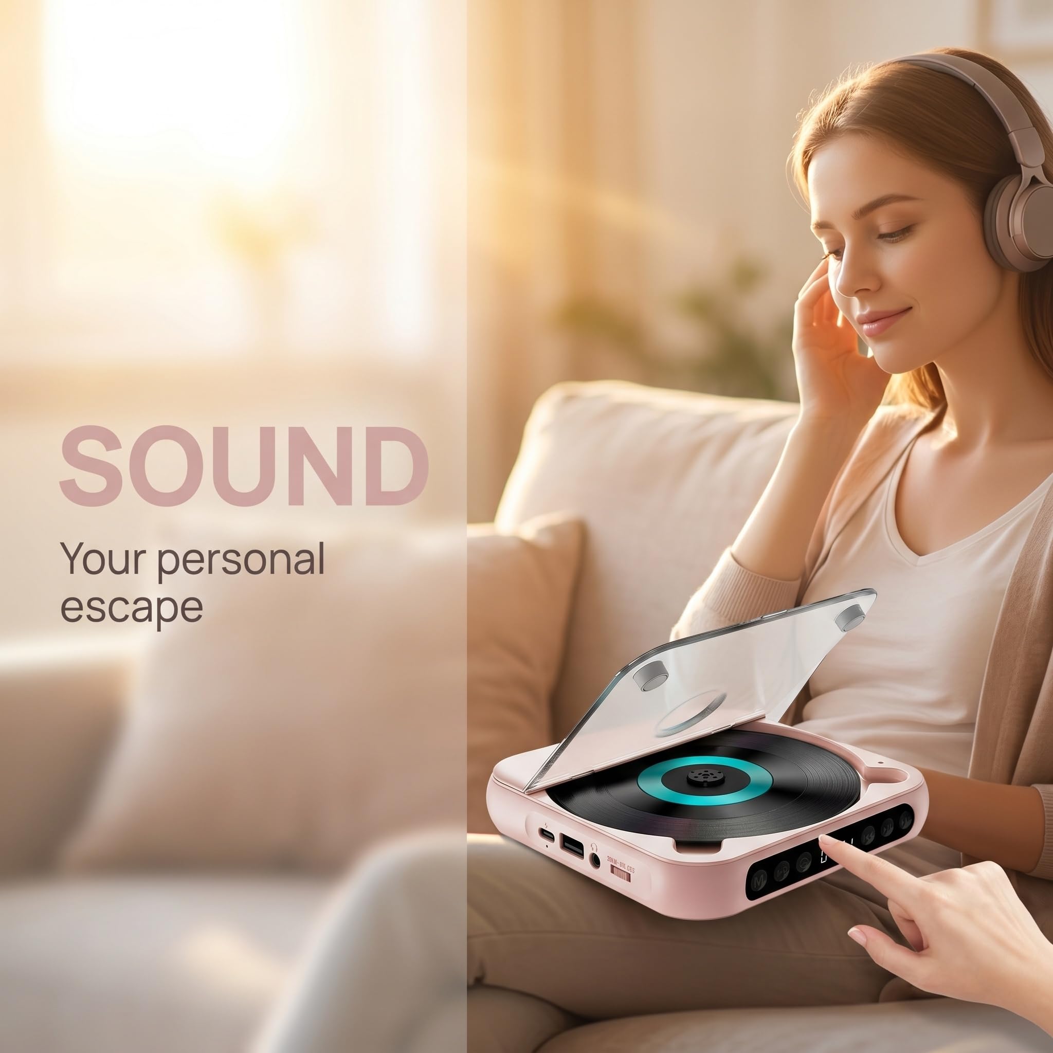 Lettore CD Portatile Bluetooth 5.3, Lettore Musicale Hi-Fi Compatto E Ricaricabile per Casa, Viaggi E Auto, Supporta CD/aux/USB, Design Leggero Ed Elegante. Pink 1pcs